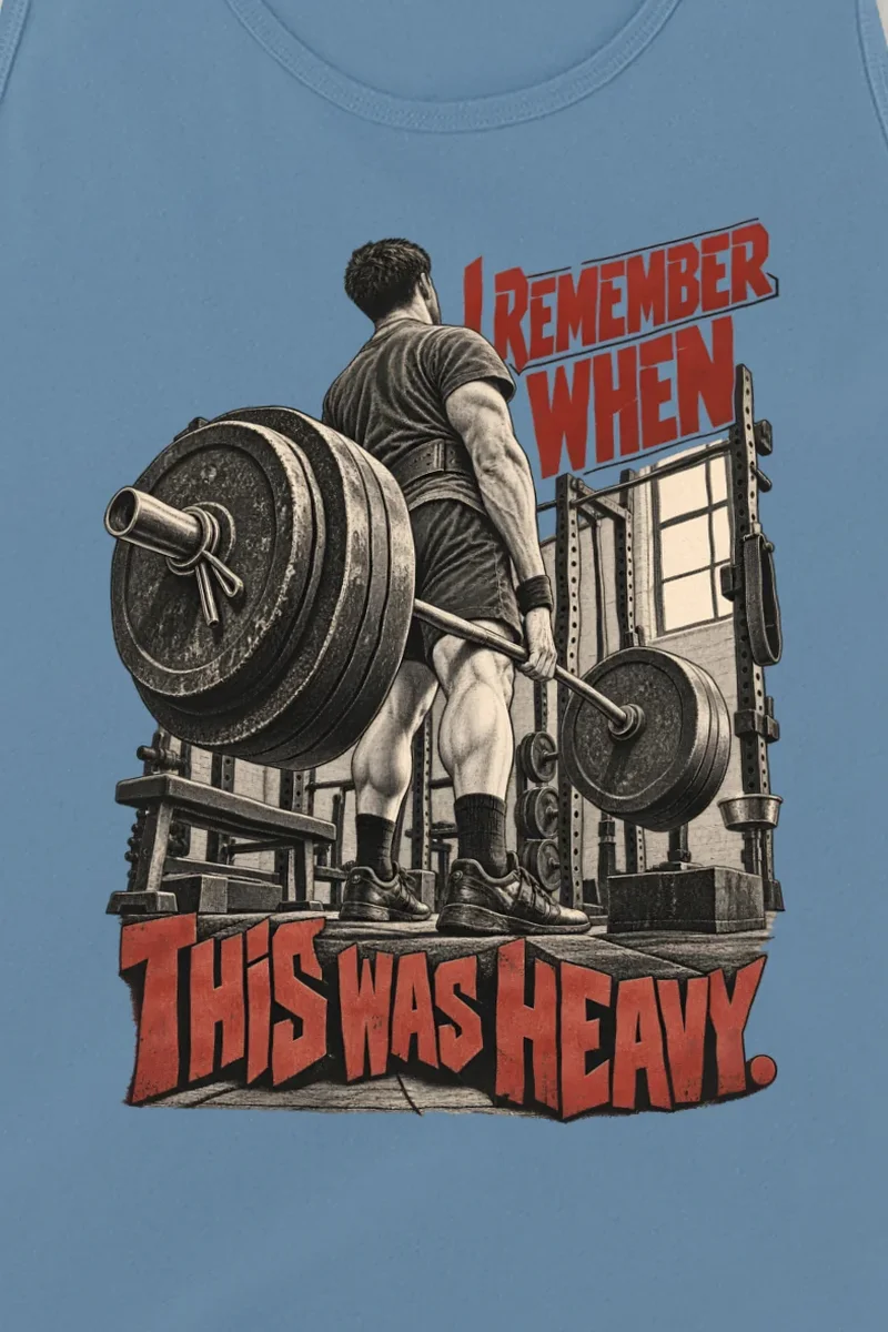 "I Remember When This Was Heavy" Unisex Jersey Tank - the graphic up close