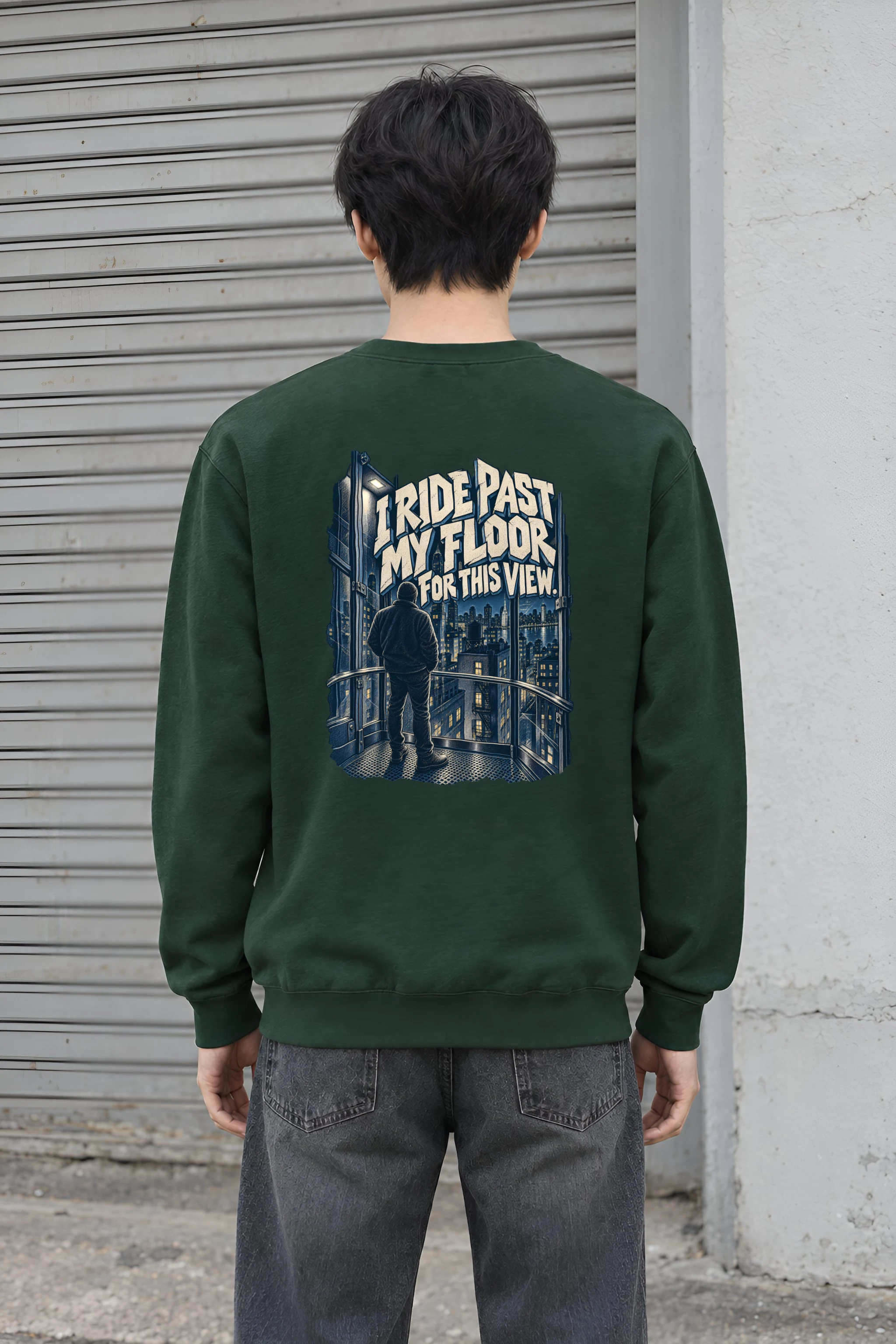 "I Ride Past My Floor" Heavy Blend Unisex Crewneck Sweatshirt