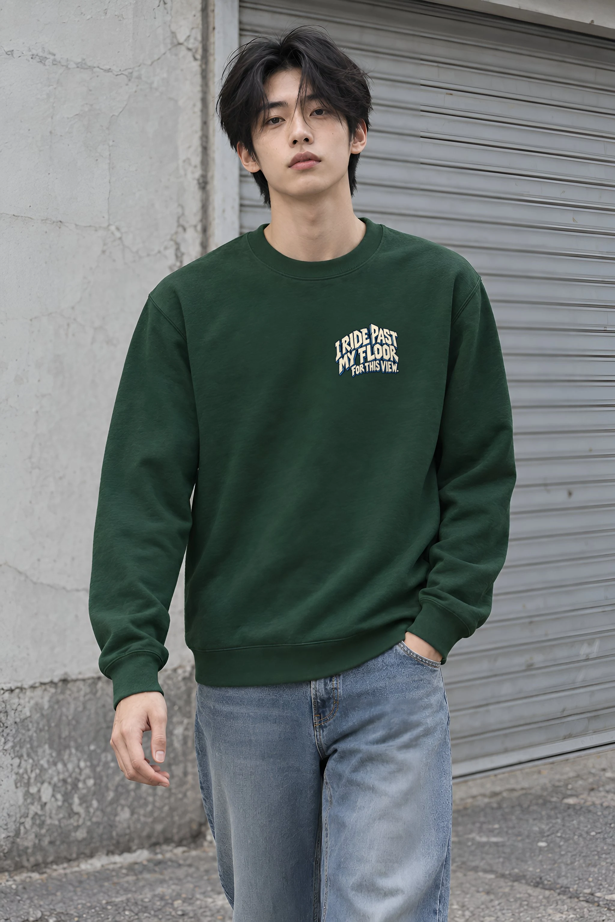 "I Ride Past My Floor" Heavy Blend Unisex Crewneck Sweatshirt