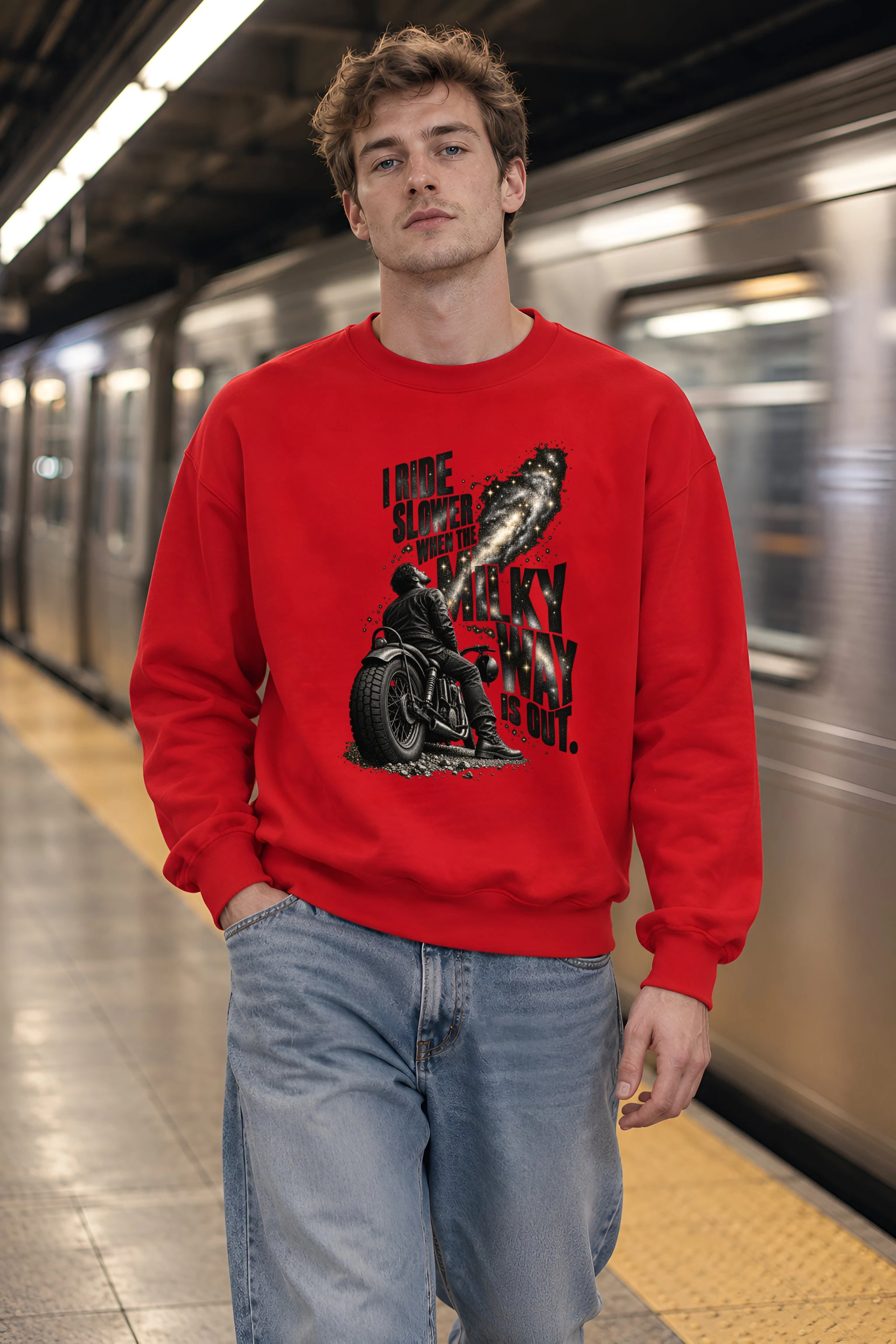 "I Ride Slower Milky Way" Unisex Crewneck Sweatshirt