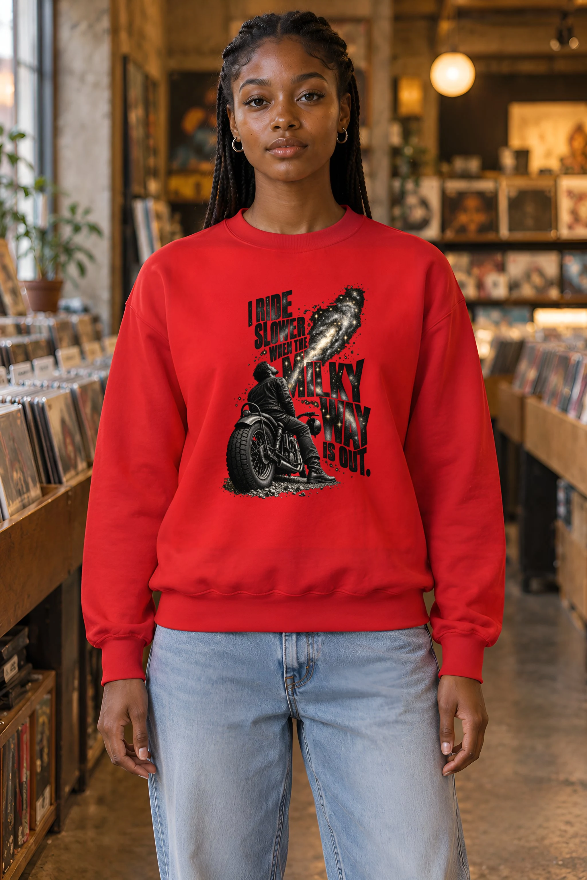 "I Ride Slower Milky Way" Unisex Crewneck Sweatshirt