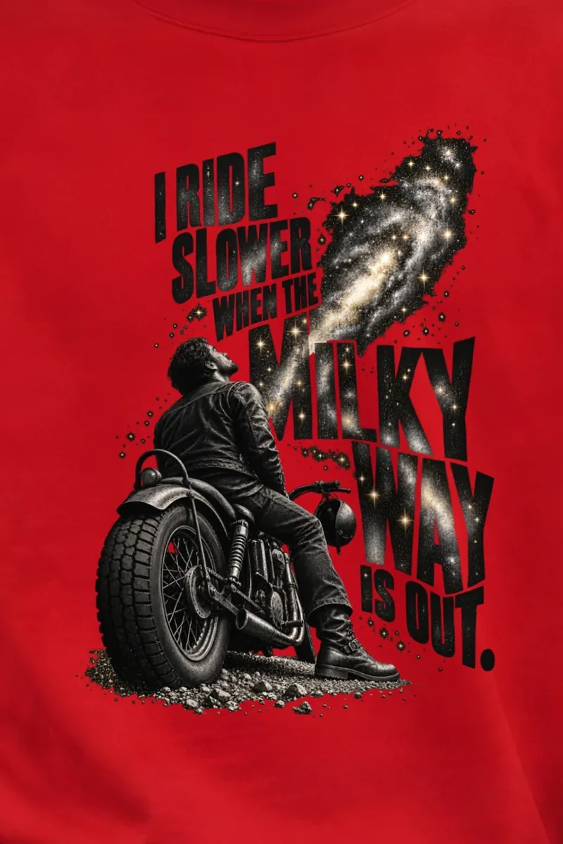 "I Ride Slower Milky Way" Unisex Crewneck Sweatshirt - the graphic up close