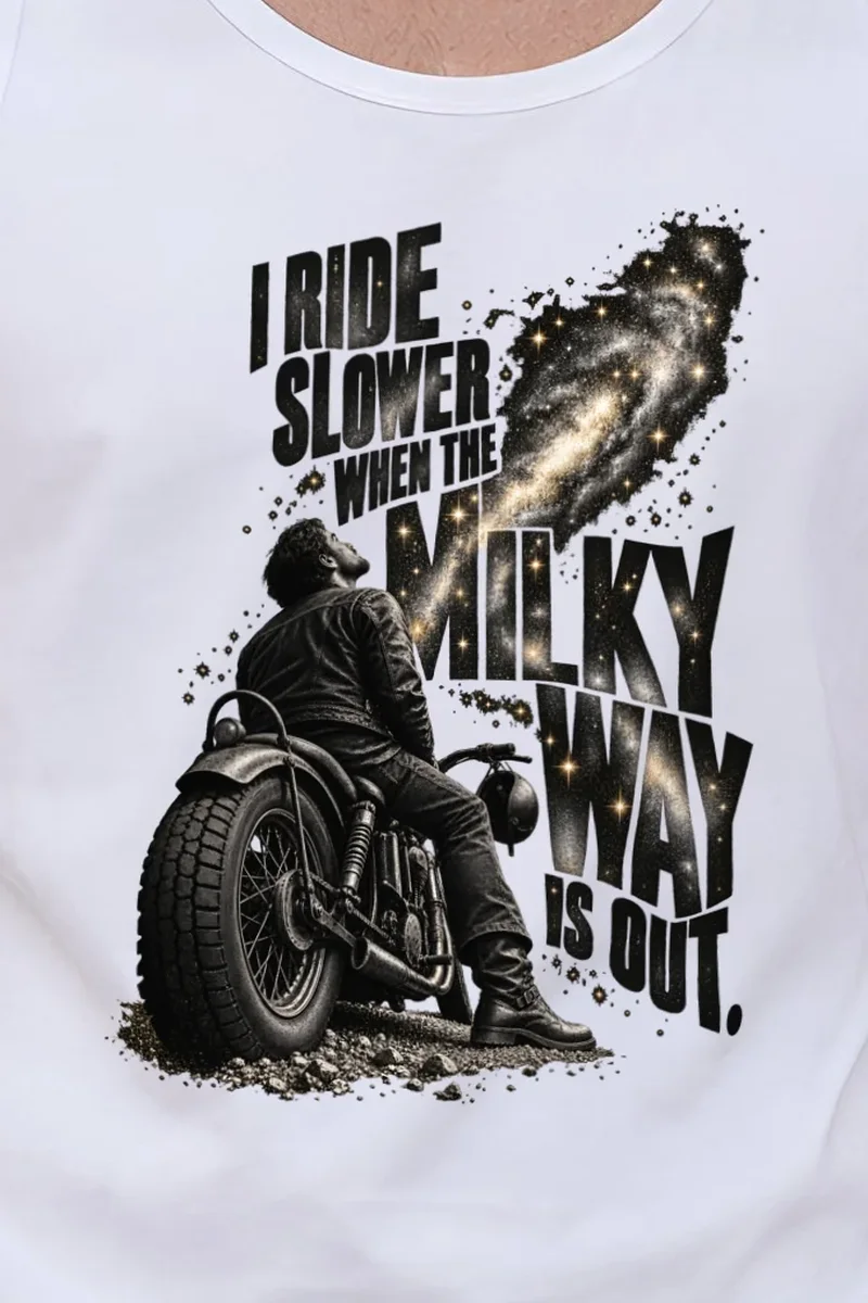 "I Ride Slower Milky Way" Unisex Jersey Tank - the graphic up close