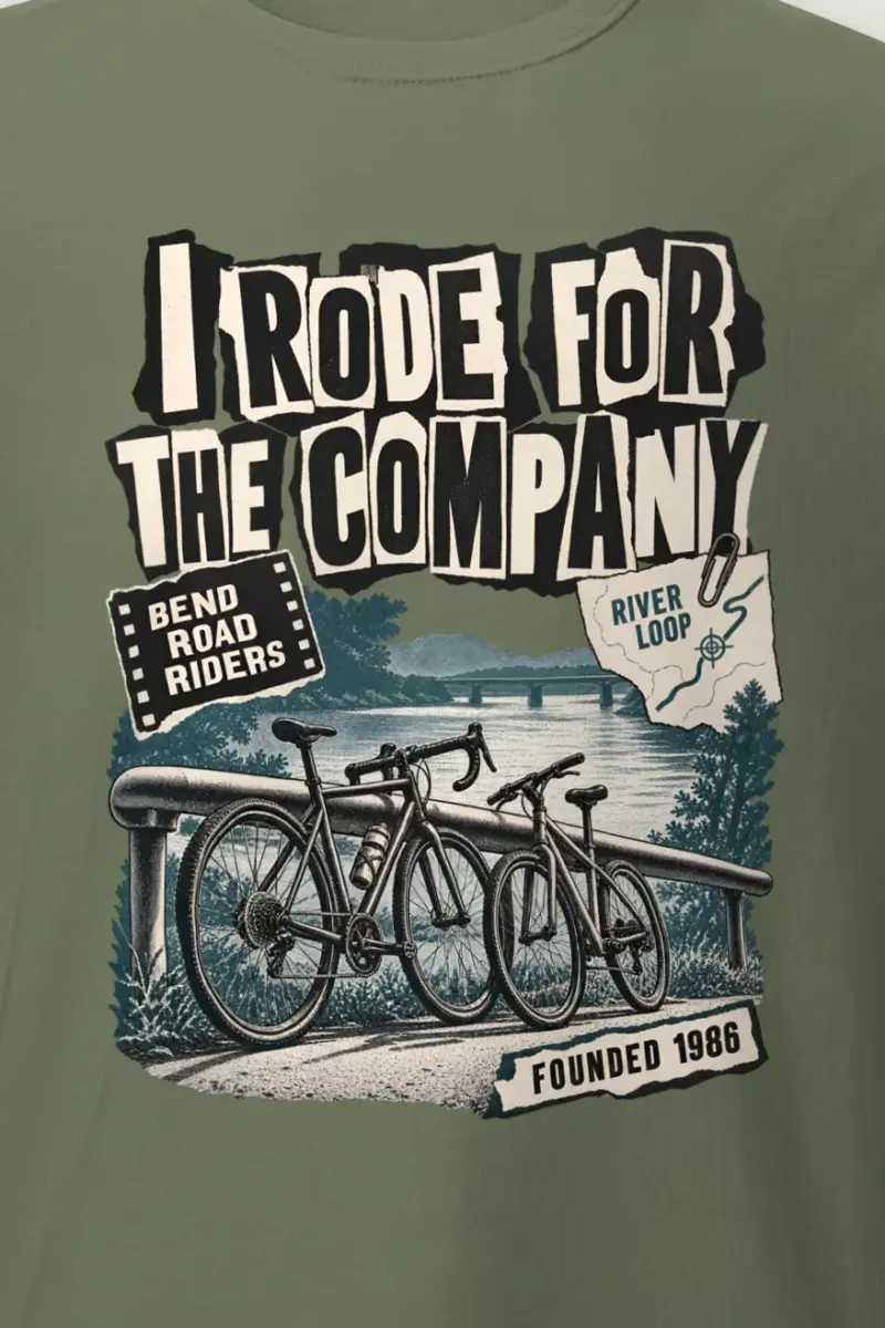 "I Rode For The Company" Heavyweight Unisex Crewneck T-shirt - the graphic up close