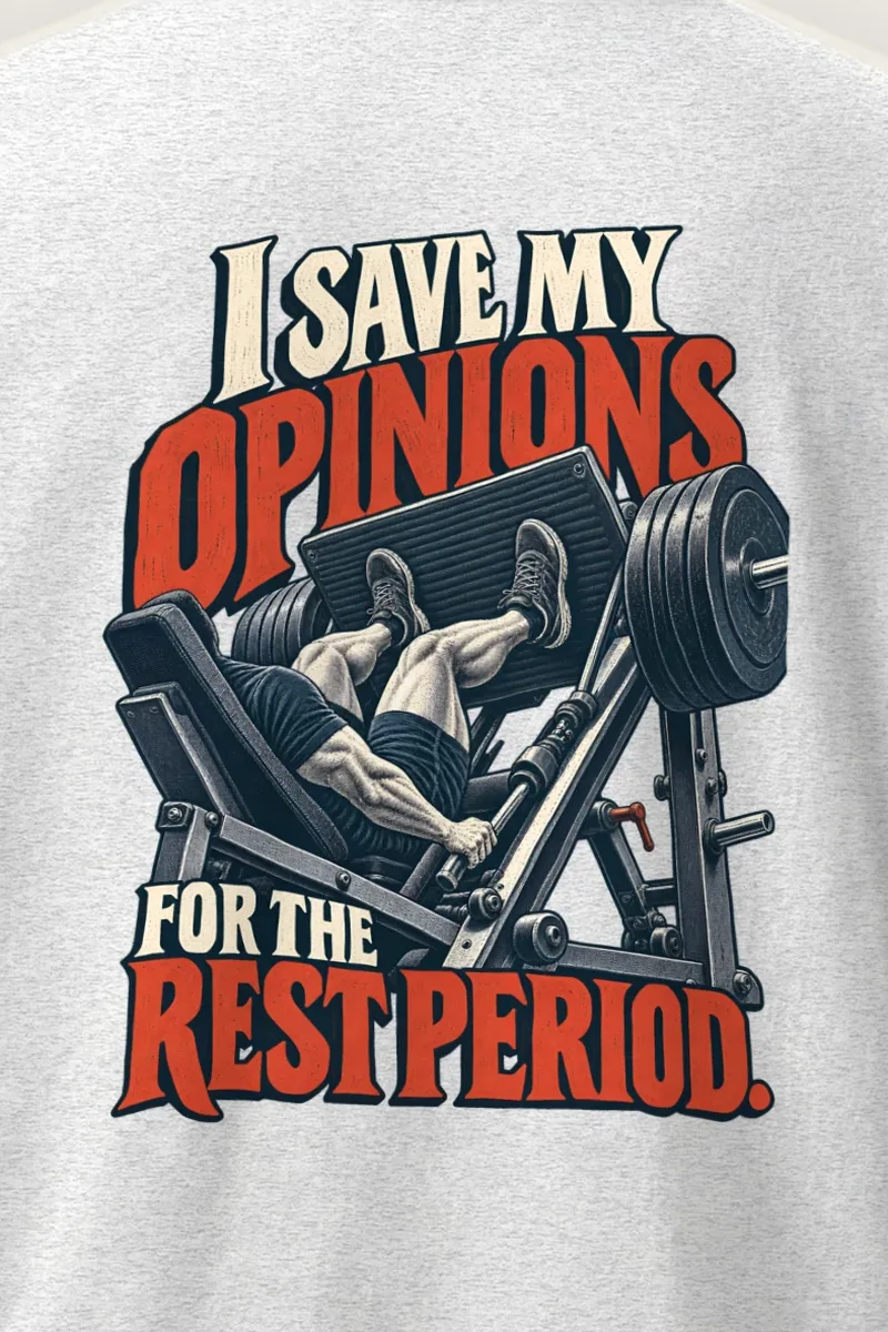 "I Save My Opinions" Heavyweight Unisex Crewneck T-shirt - the graphic up close