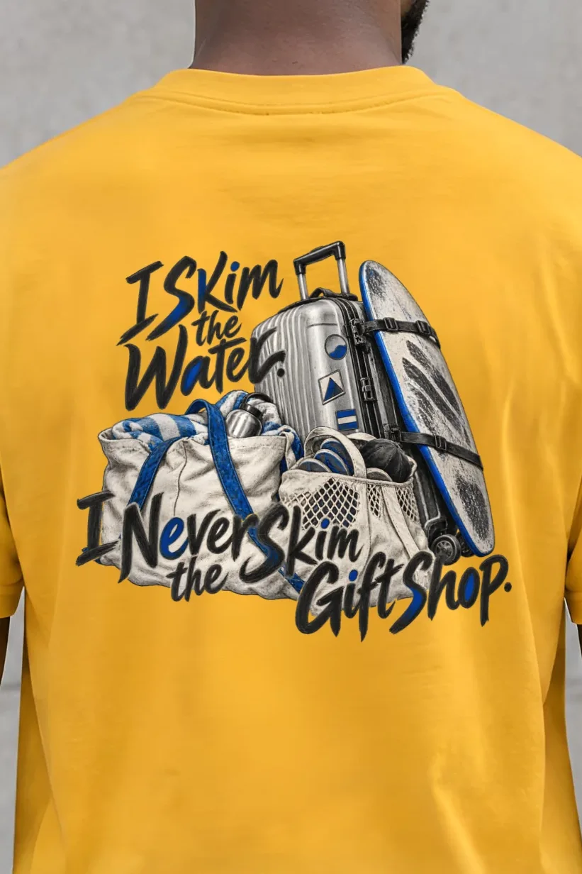"I Skim the Water" Heavyweight Unisex Crewneck T-shirt - the graphic up close