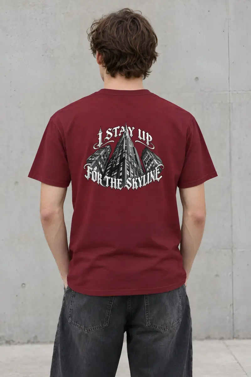 “I Stay Up for the Skyline” Heavyweight Unisex Crewneck T-shirt