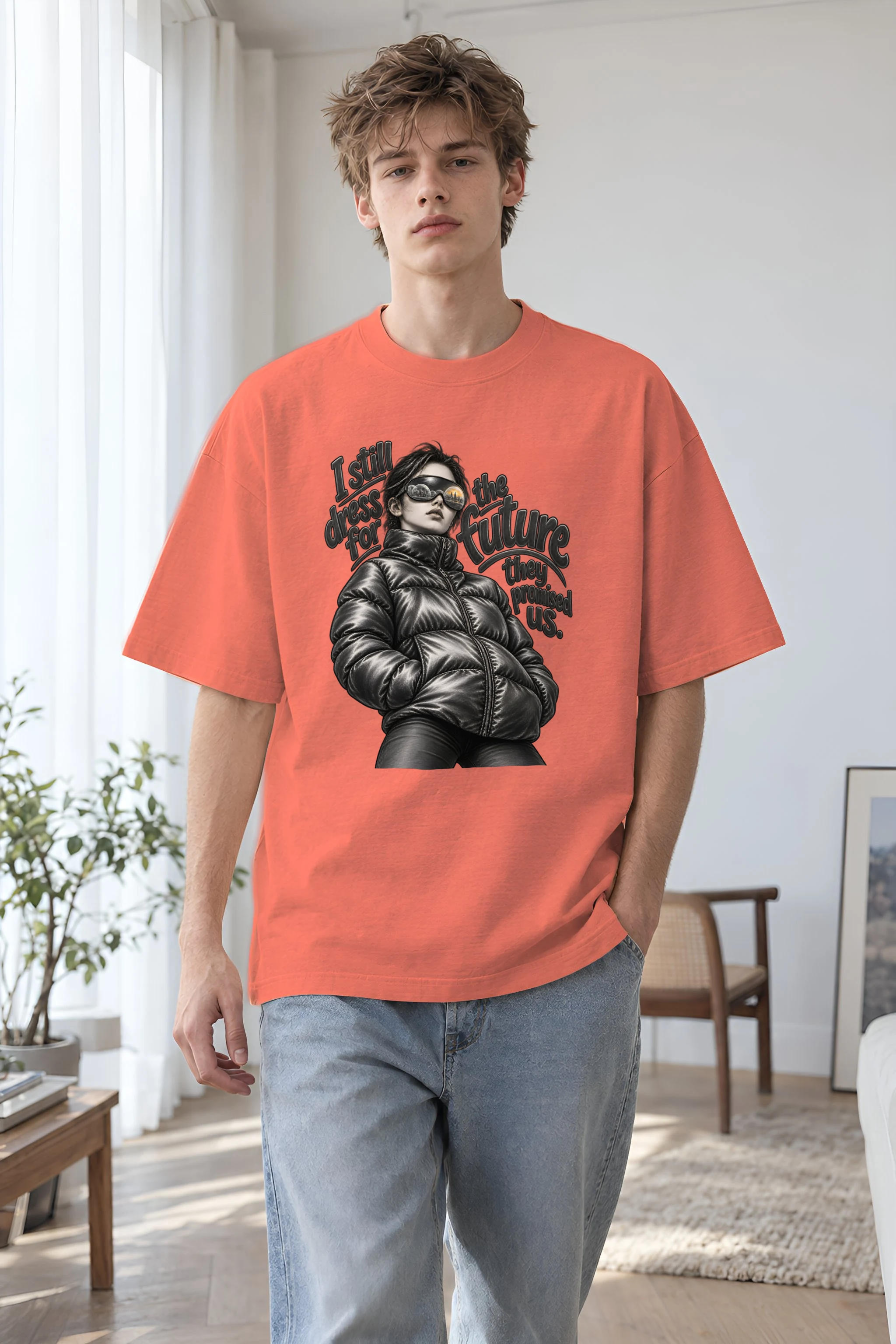 "I Still Dress for the Future" Unisex Oversized Heavyweight Crewneck T-Shirt