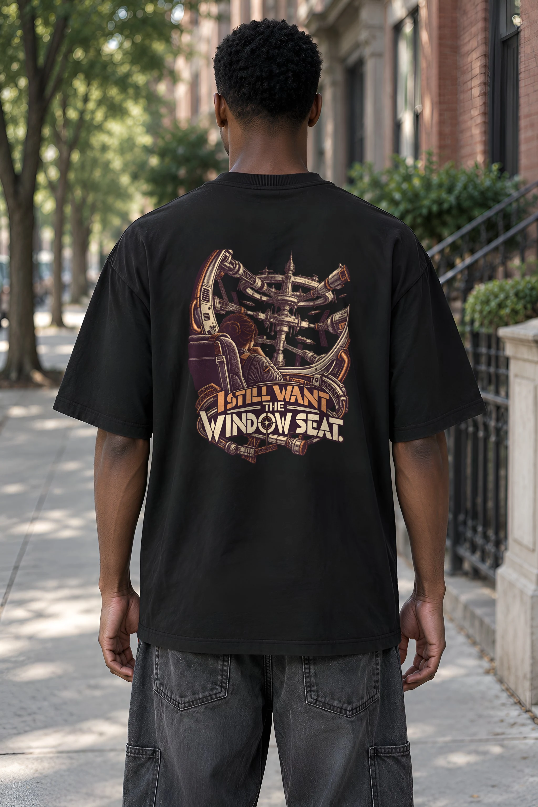 "I Still Want the Window Seat" Men's Oversized Heavyweight Crewneck T-Shirt