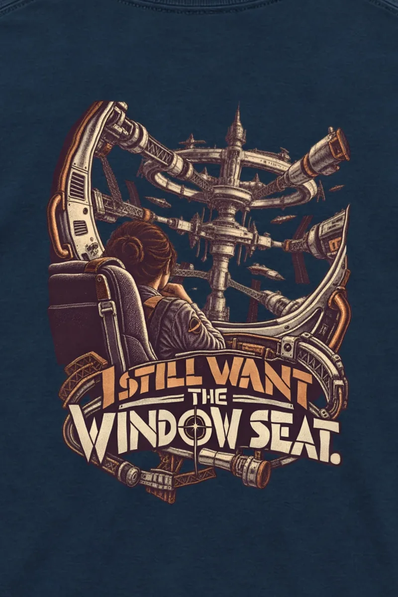 "I Still Want the Window Seat" Unisex Longsleeve T-shirt - the graphic up close