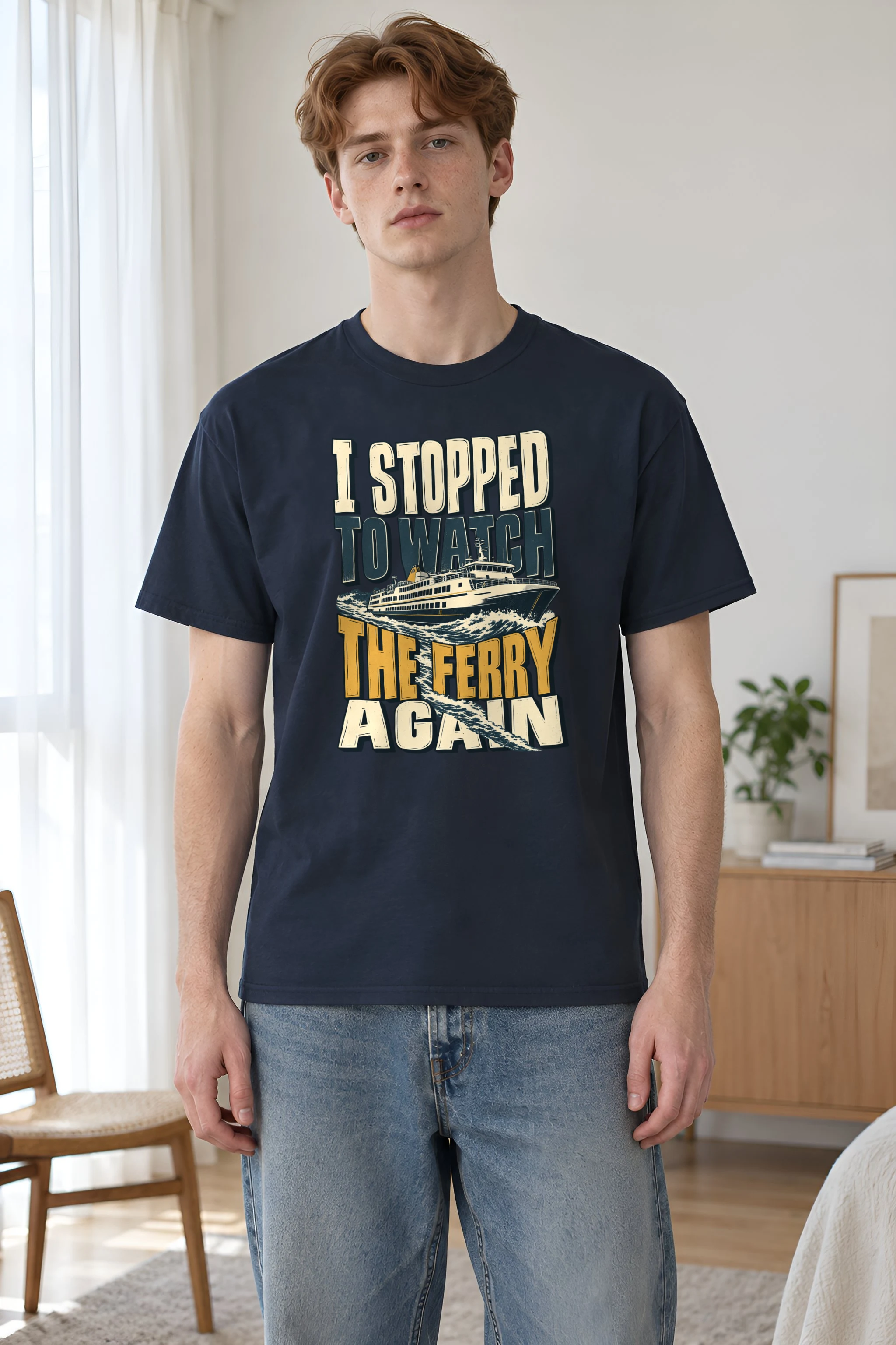 "I Stopped To Watch The Ferry Again" Heavyweight Unisex Crewneck T-shirt