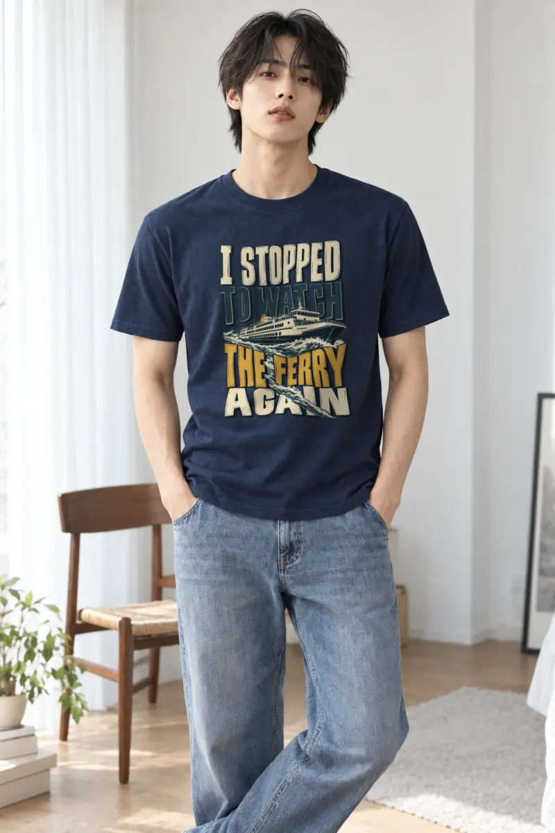"I Stopped To Watch The Ferry Again" Heavyweight Unisex Crewneck T-shirt