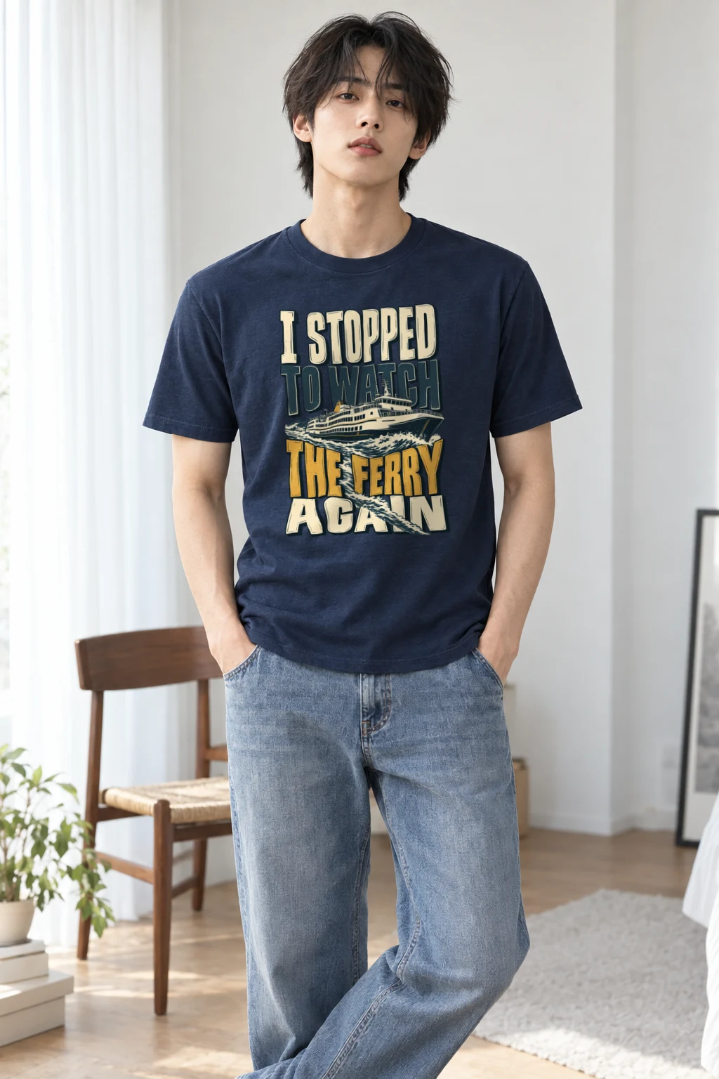 "I Stopped To Watch The Ferry Again" Heavyweight Unisex Crewneck T-shirt