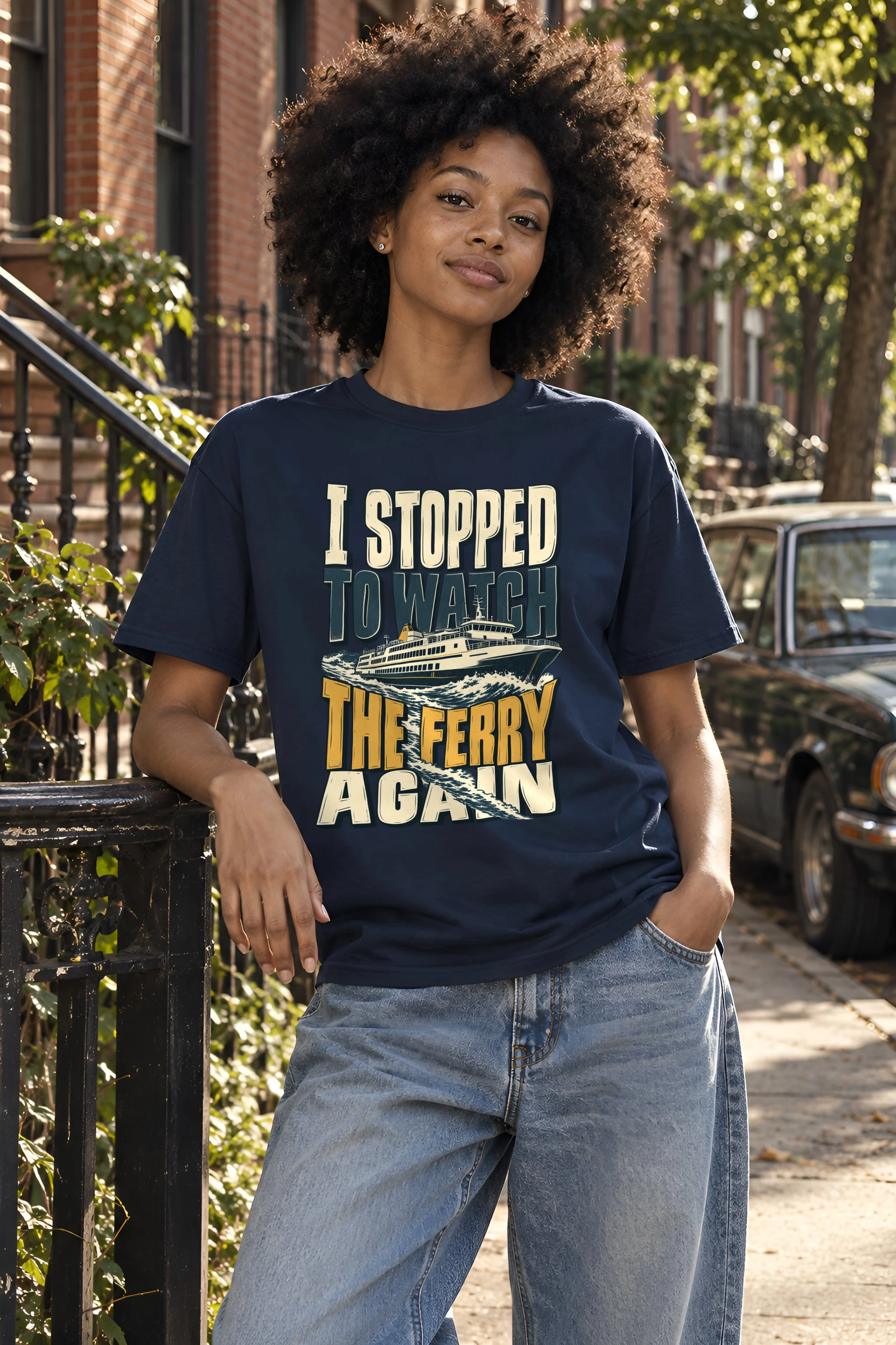 "I Stopped To Watch The Ferry Again" Heavyweight Unisex Crewneck T-shirt