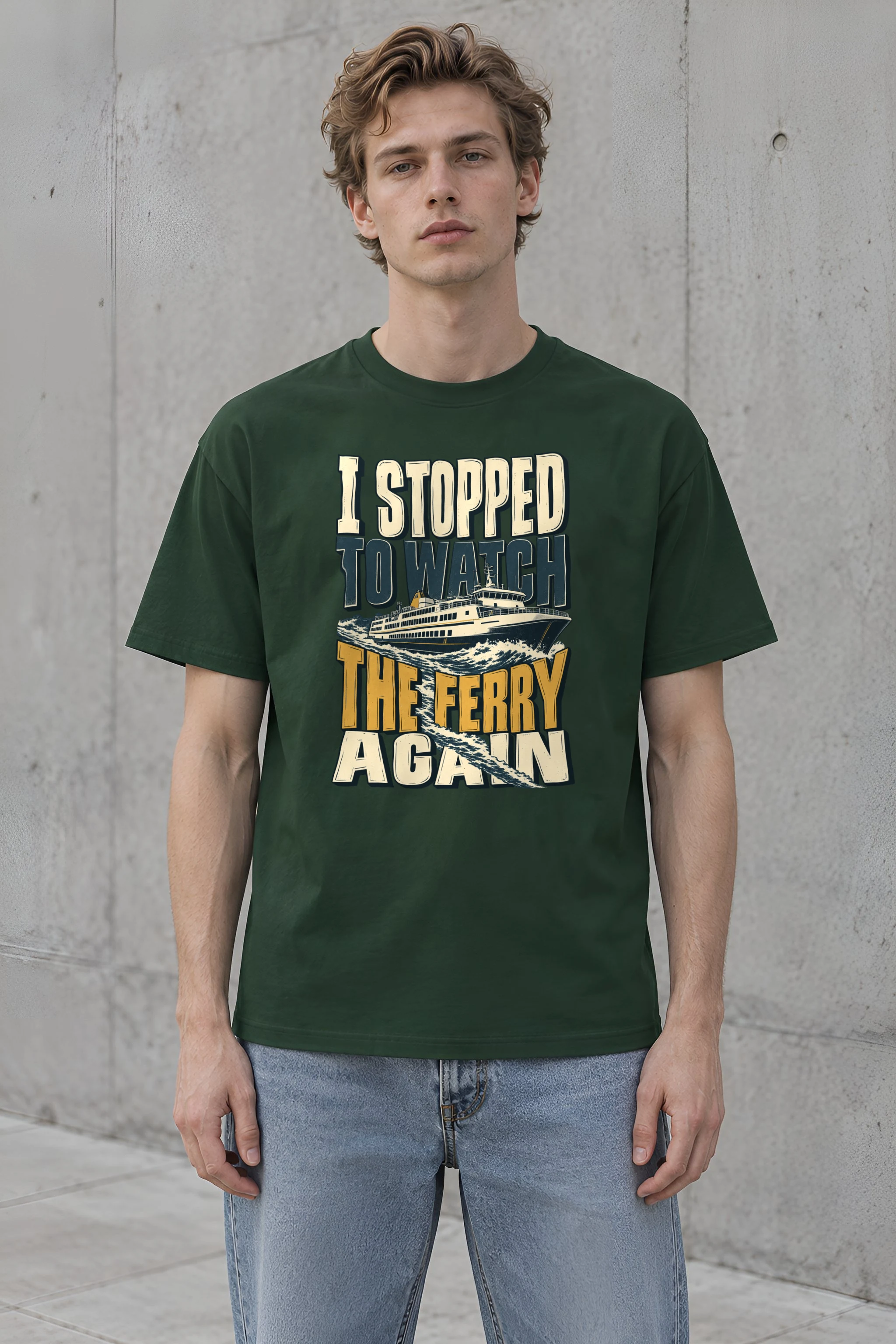 "I Stopped To Watch The Ferry Again" Heavyweight Unisex Crewneck T-shirt