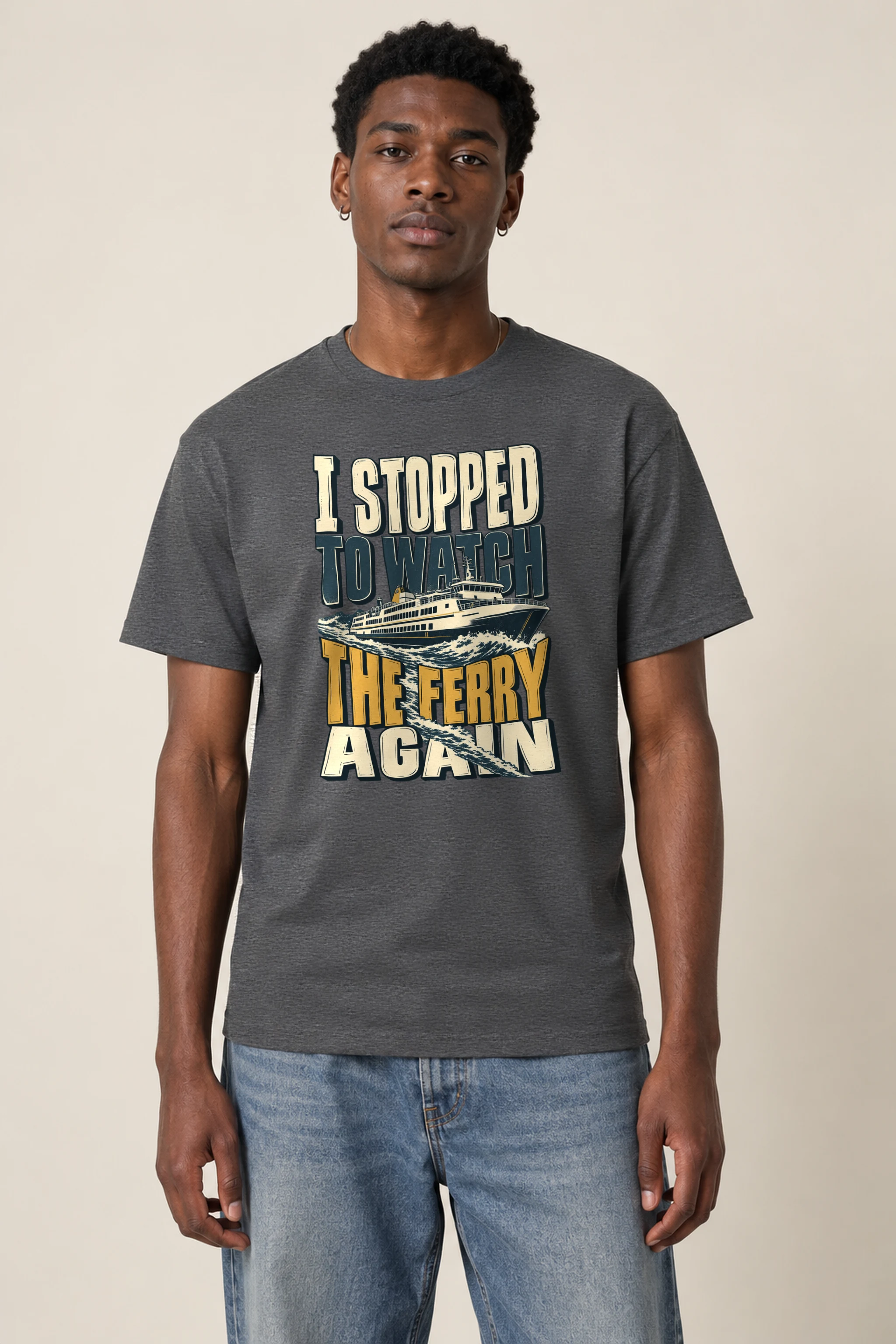 "I Stopped To Watch The Ferry Again" Heavyweight Unisex Crewneck T-shirt