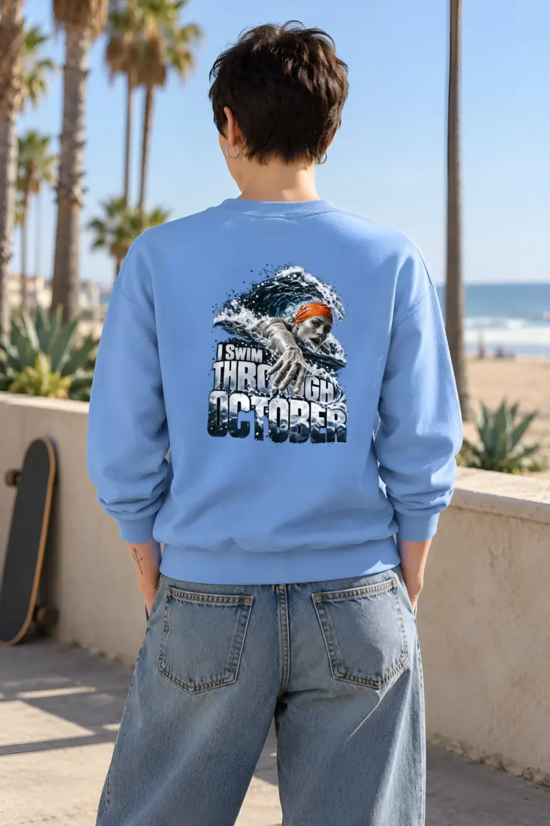 "I Swim Through October" Heavy Blend Unisex Crewneck Sweatshirt