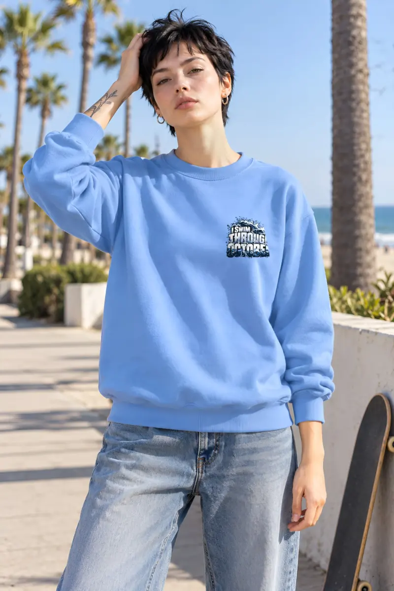 "I Swim Through October" Heavy Blend Unisex Crewneck Sweatshirt