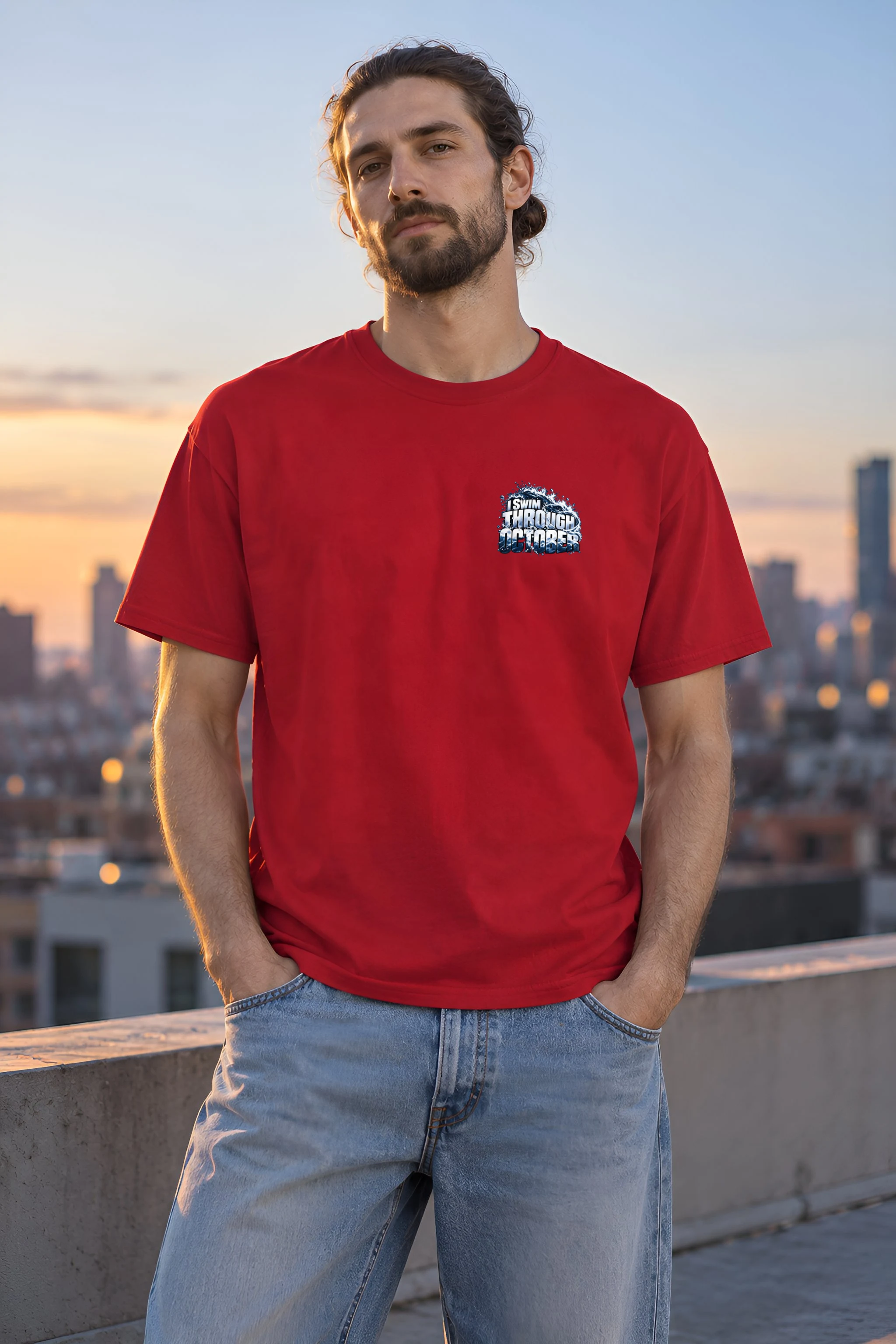 "I Swim Through October" Heavyweight Unisex Crewneck T-shirt