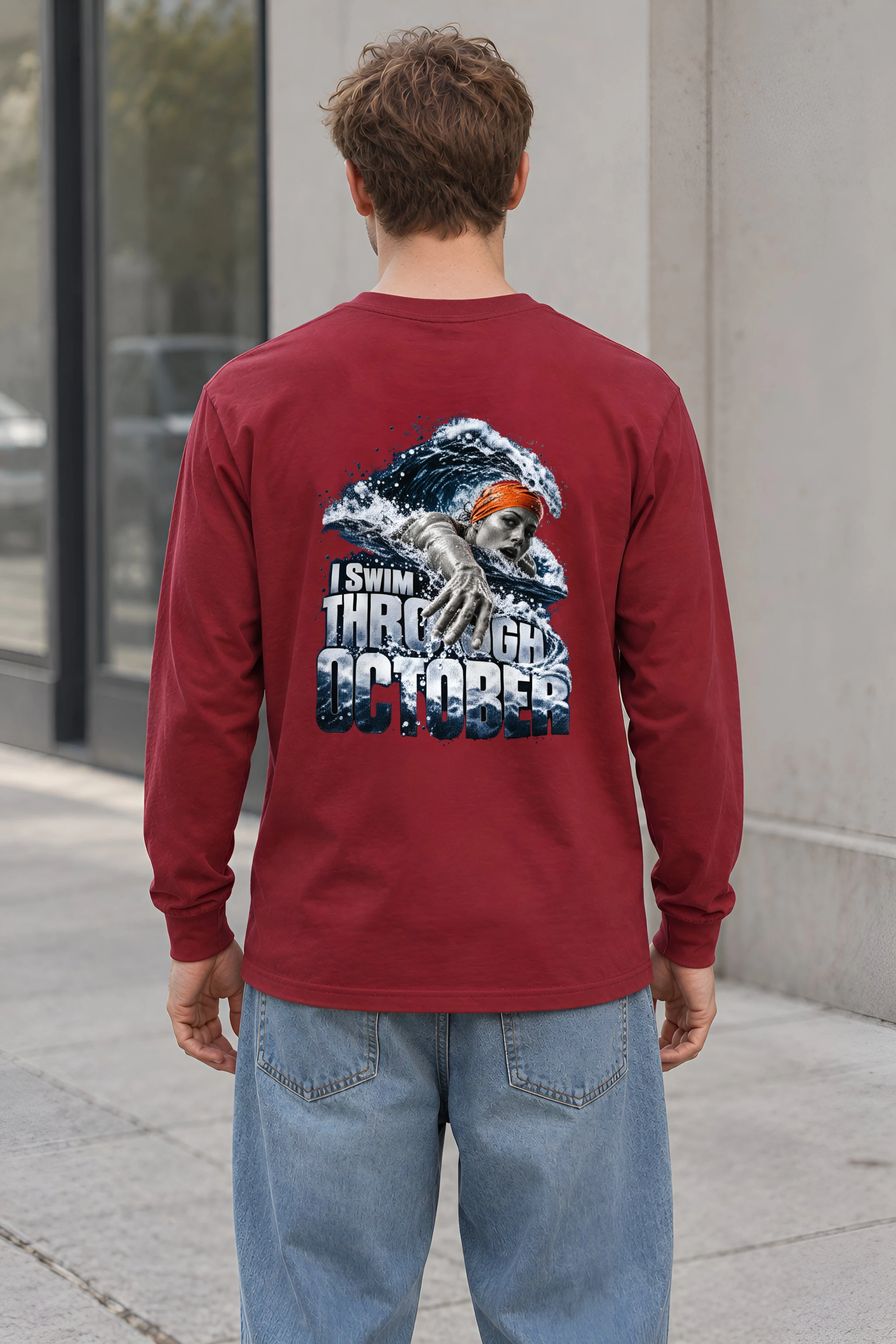 "I Swim Through October" Unisex Longsleeve T-shirt