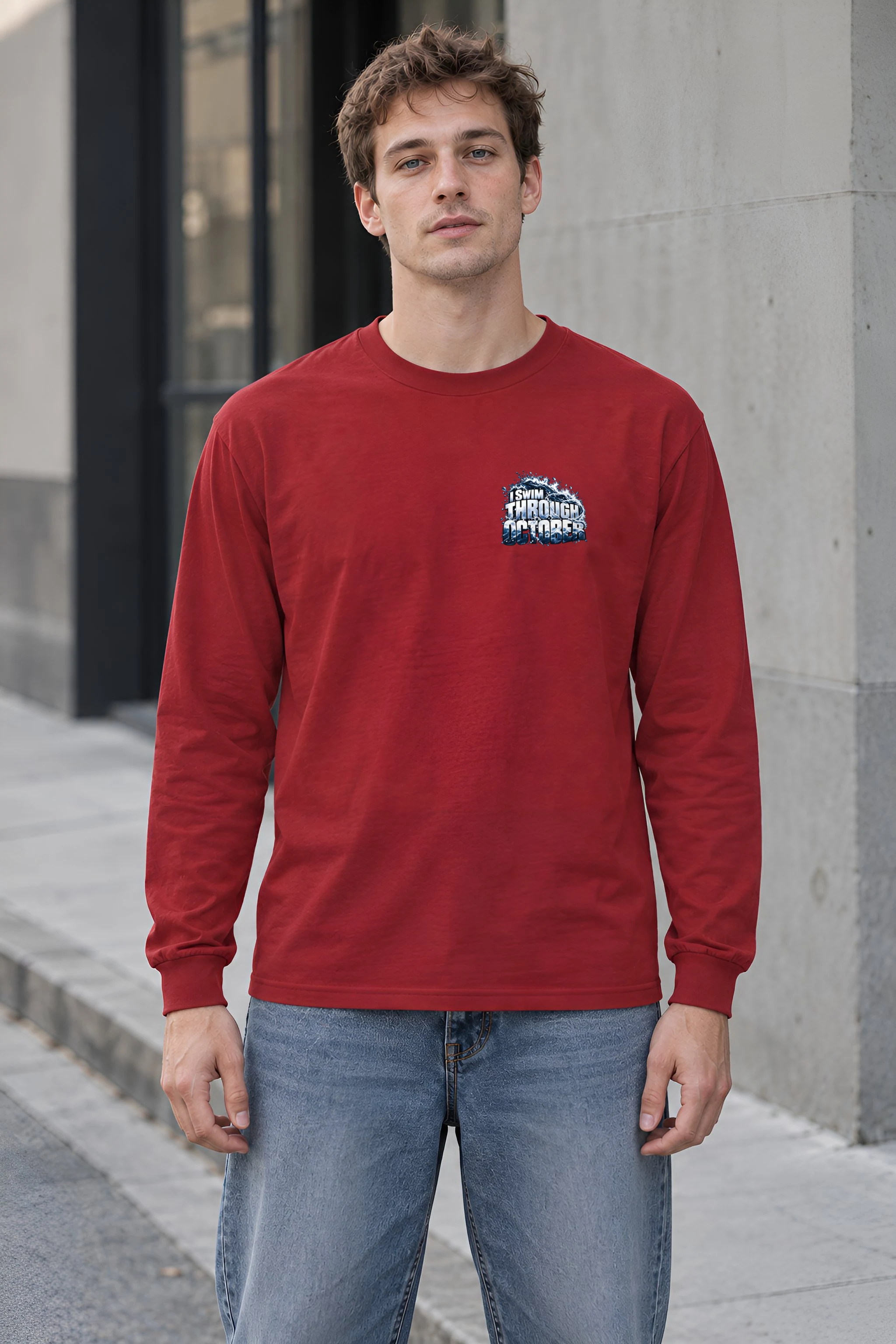 "I Swim Through October" Unisex Longsleeve T-shirt