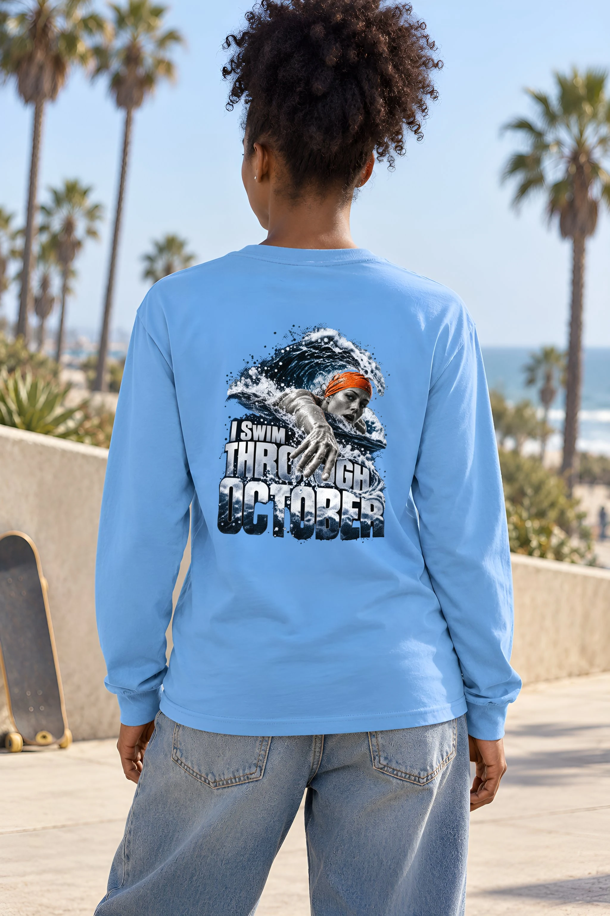 "I Swim Through October" Unisex Longsleeve T-shirt