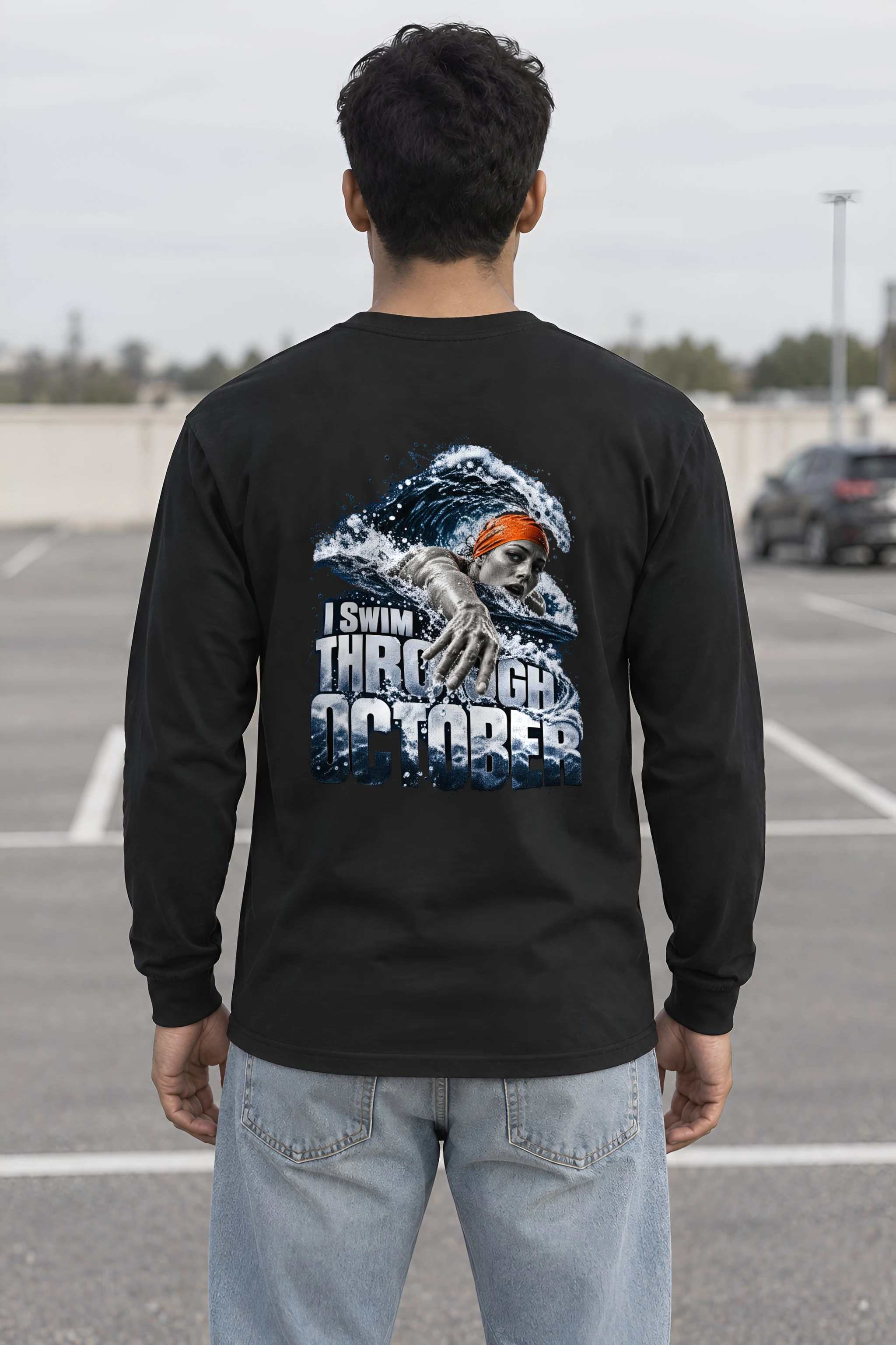 "I Swim Through October" Unisex Longsleeve T-shirt