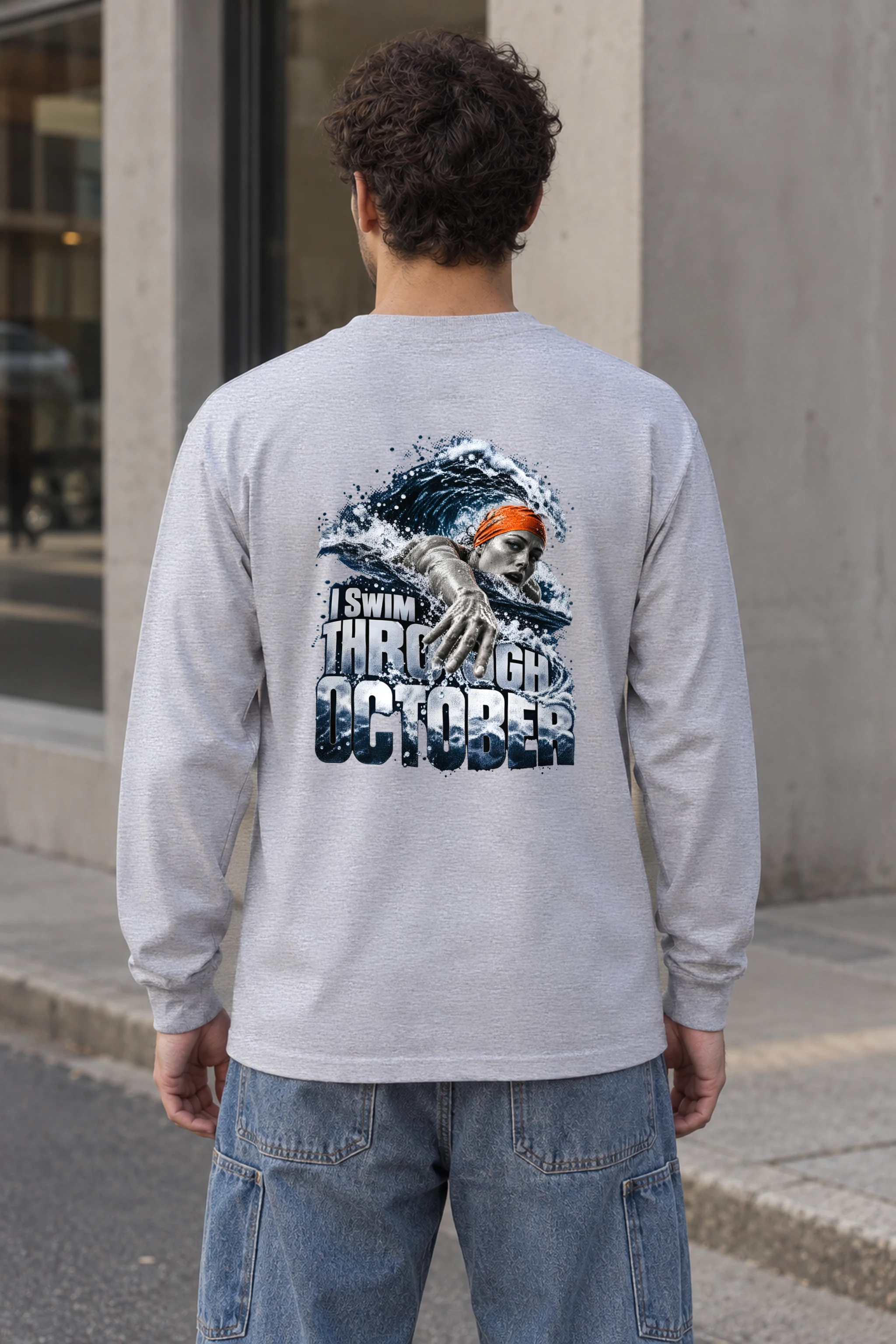"I Swim Through October" Unisex Longsleeve T-shirt