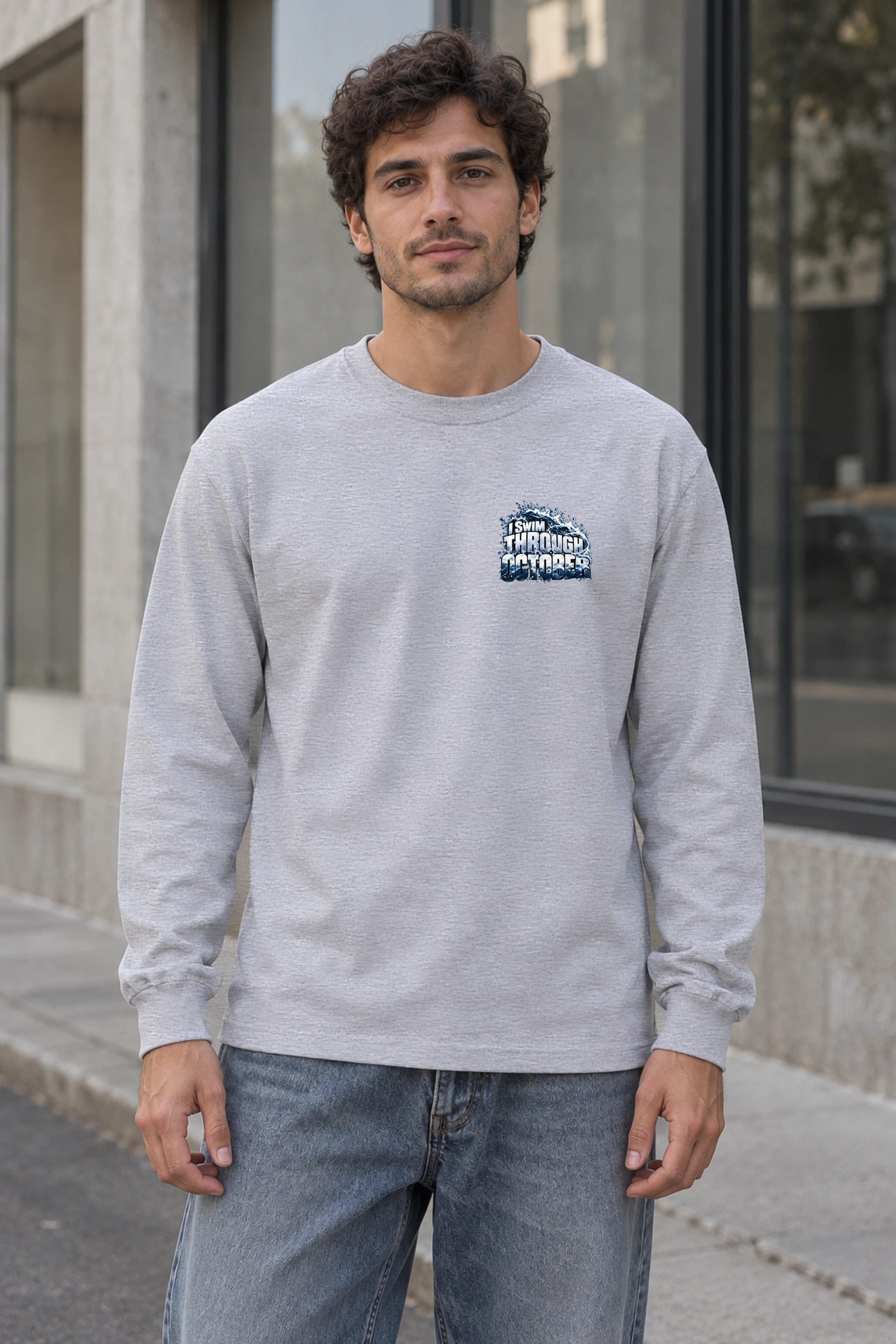"I Swim Through October" Unisex Longsleeve T-shirt