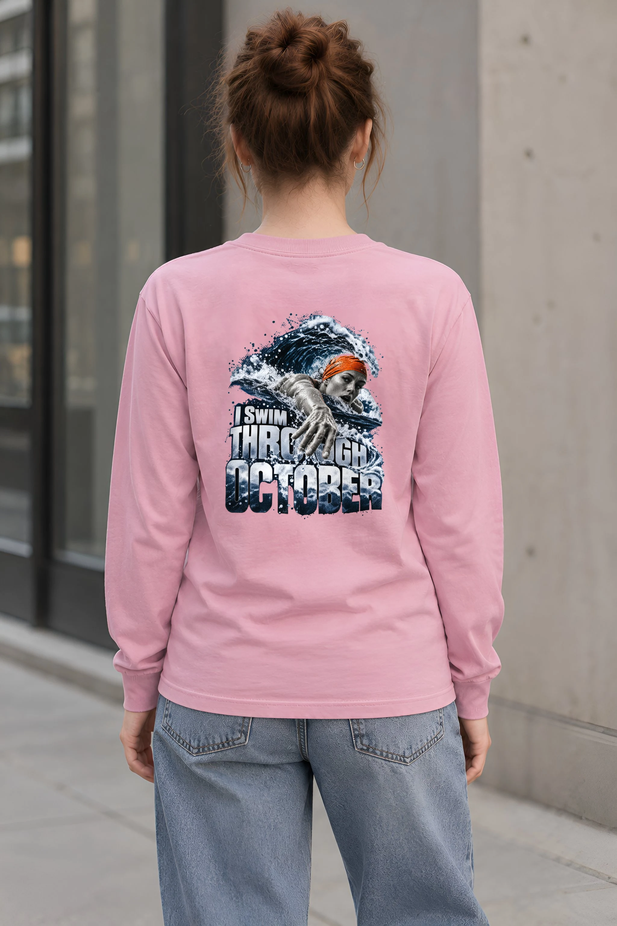 "I Swim Through October" Unisex Longsleeve T-shirt