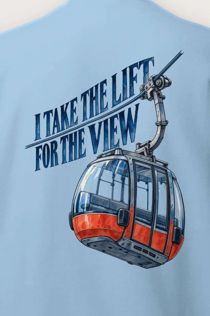 "I Take the Lift for the View" Heavy Blend Unisex Crewneck Sweatshirt - the graphic up close