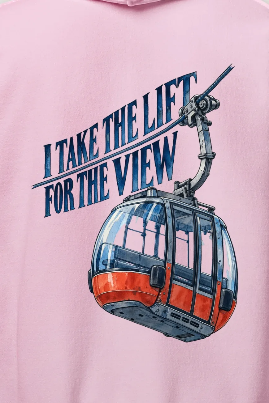 "I Take the Lift for the View" Heavy Blend Unisex Pullover Hoodie - the graphic up close