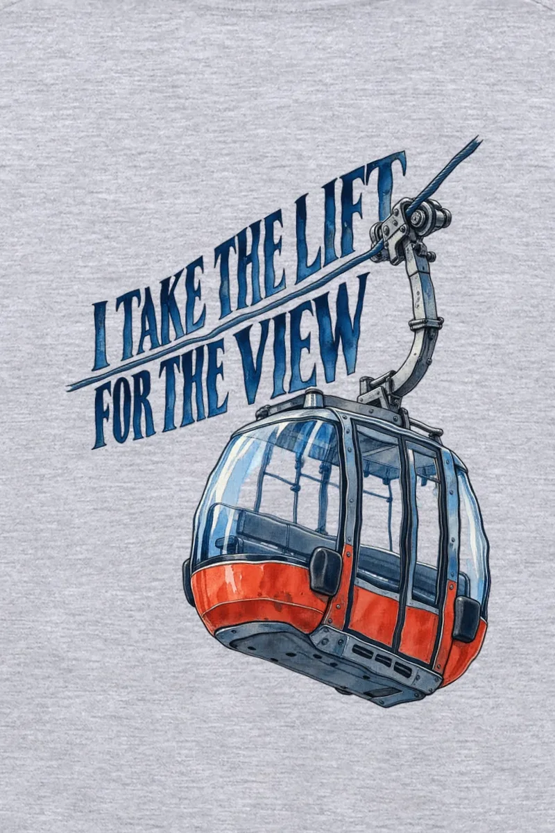 "I Take the Lift for the View" Unisex Longsleeve T-shirt - the graphic up close