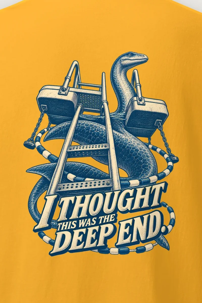 "I Thought This Was The Deep End" Heavyweight Unisex Crewneck T-shirt - the graphic up close