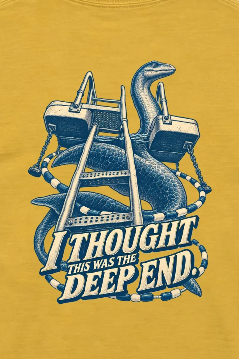 "I Thought This Was the Deep End" Unisex Longsleeve T-shirt - the graphic up close