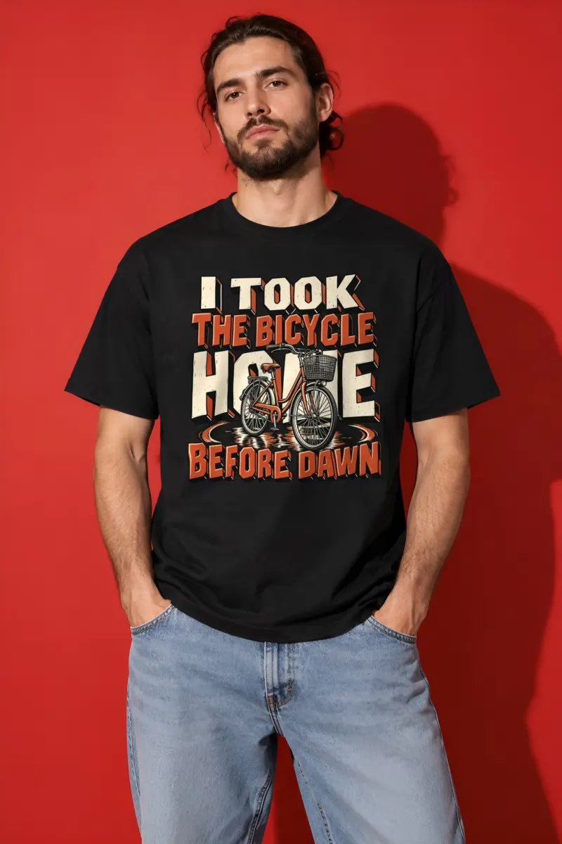 "I Took the Bicycle Home Before Dawn" Heavyweight Unisex Crewneck T-shirt