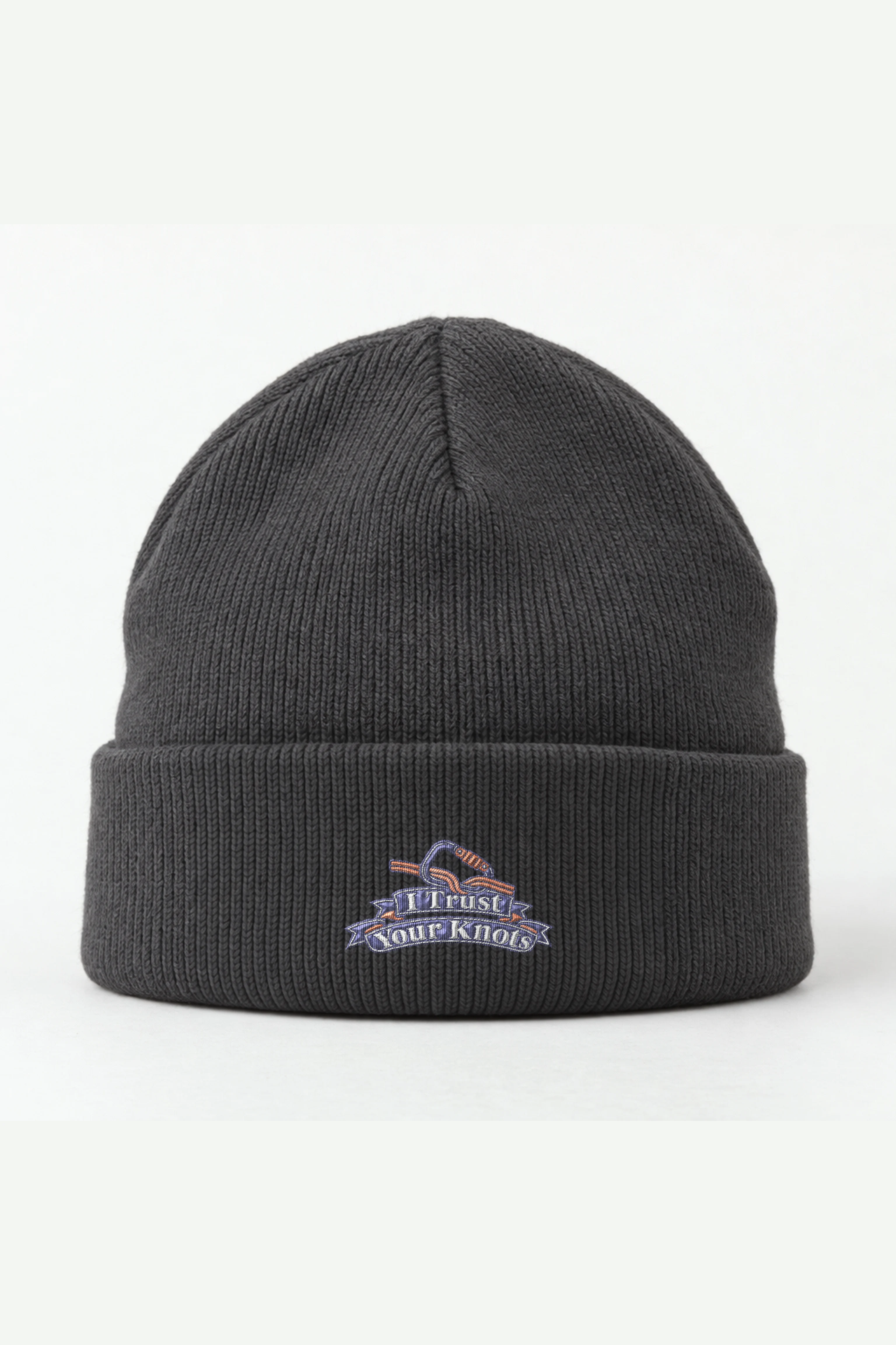 "I Trust Your Knots" Cuffed Beanie · Embroidered