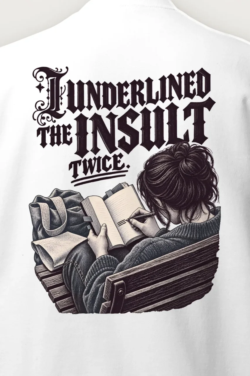 "I Underlined the Insult Twice" Heavy Blend Unisex Crewneck Sweatshirt - the graphic up close