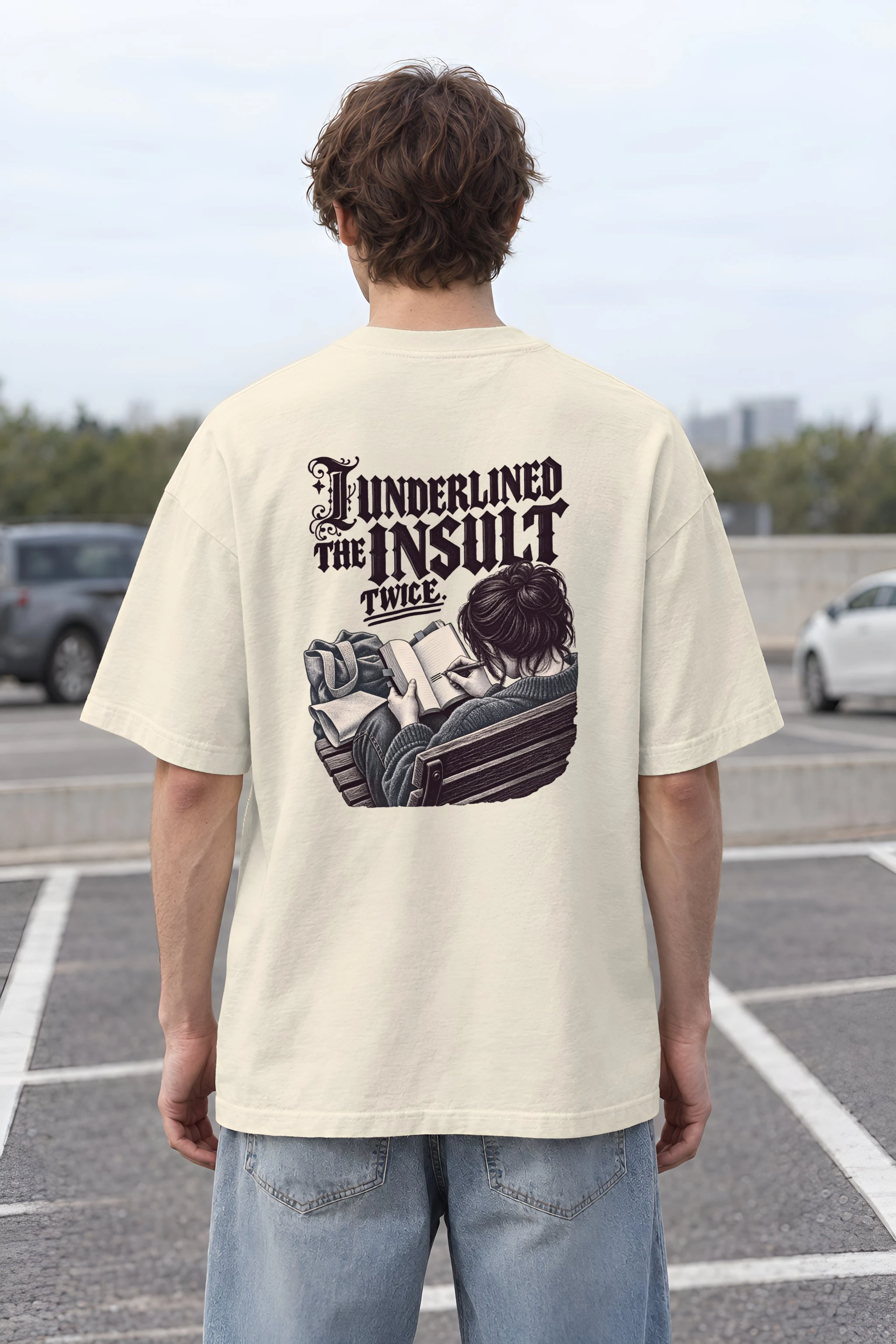 "I Underlined The Insult Twice" Men's Oversized Heavyweight Crewneck T-Shirt