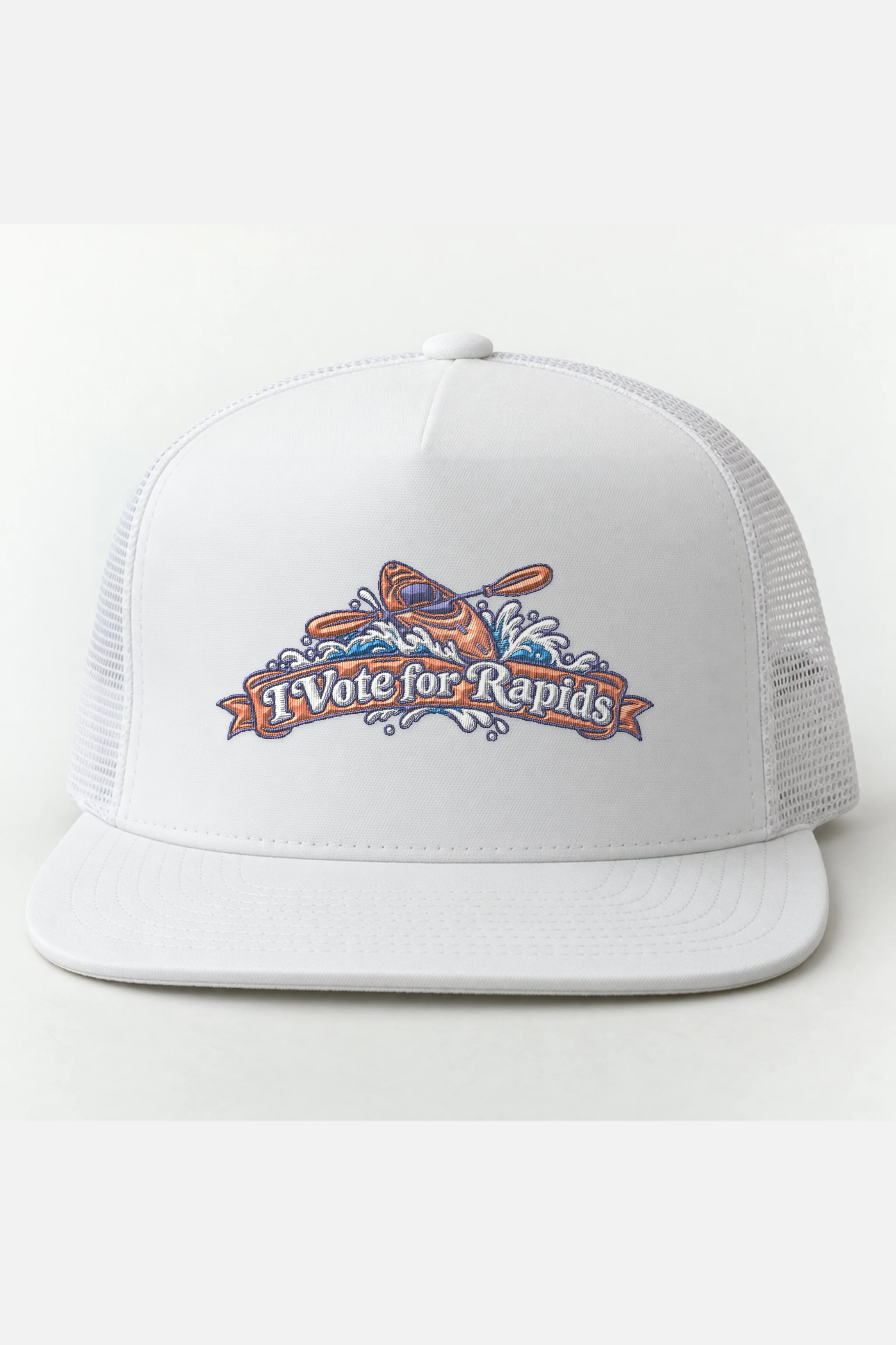 "I Vote for Rapids" 5 Panel Trucker Cap · Embroidered