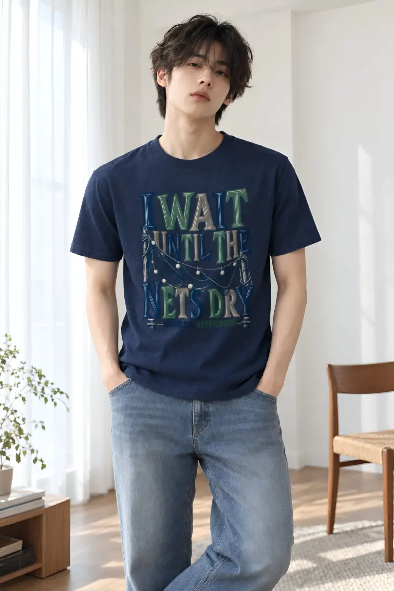 "I Wait Until the Nets Dry" Heavyweight Unisex Crewneck T-shirt