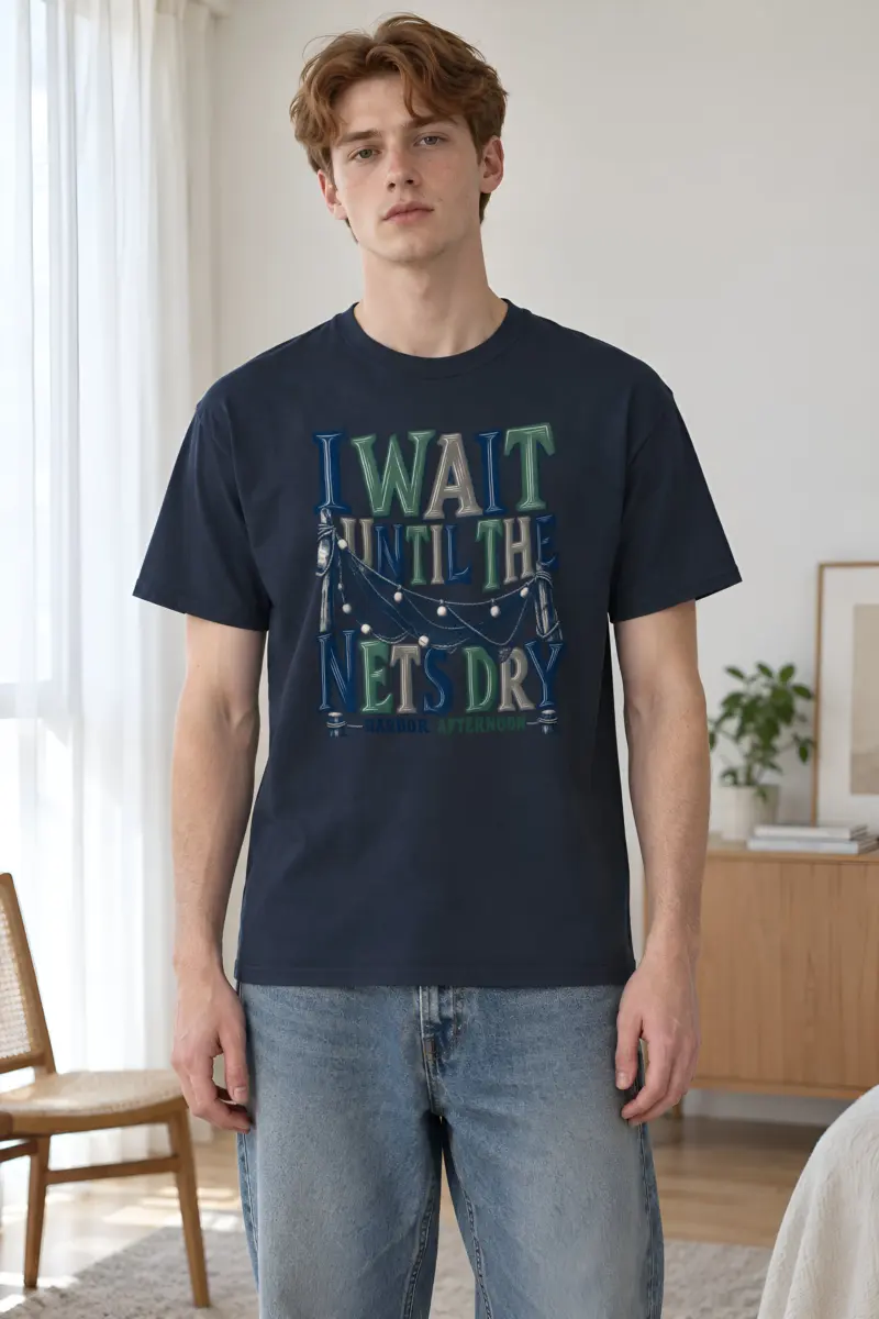 "I Wait Until the Nets Dry" Heavyweight Unisex Crewneck T-shirt