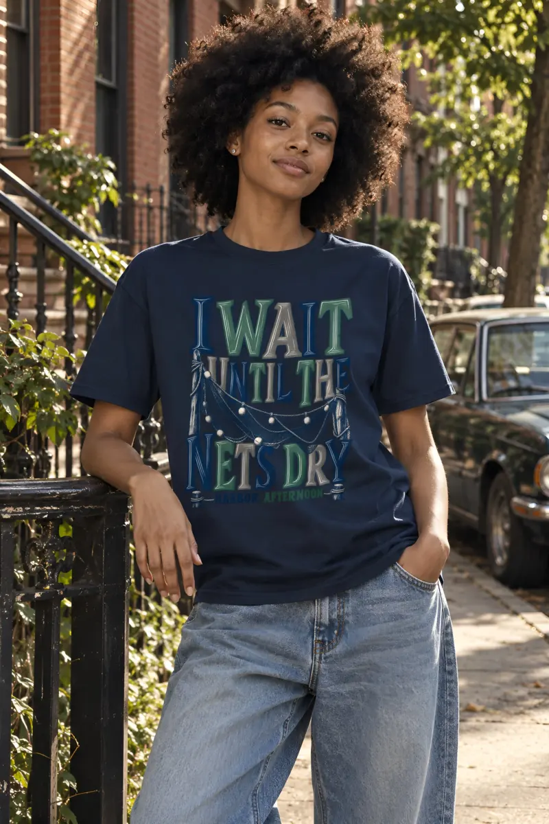 "I Wait Until the Nets Dry" Heavyweight Unisex Crewneck T-shirt
