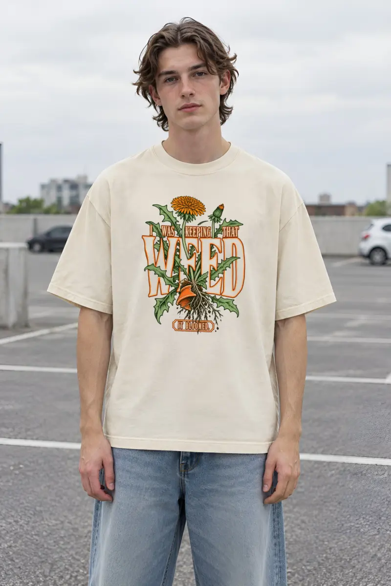 "I Was Keeping That Weed" Men's Oversized Heavyweight Crewneck T-Shirt