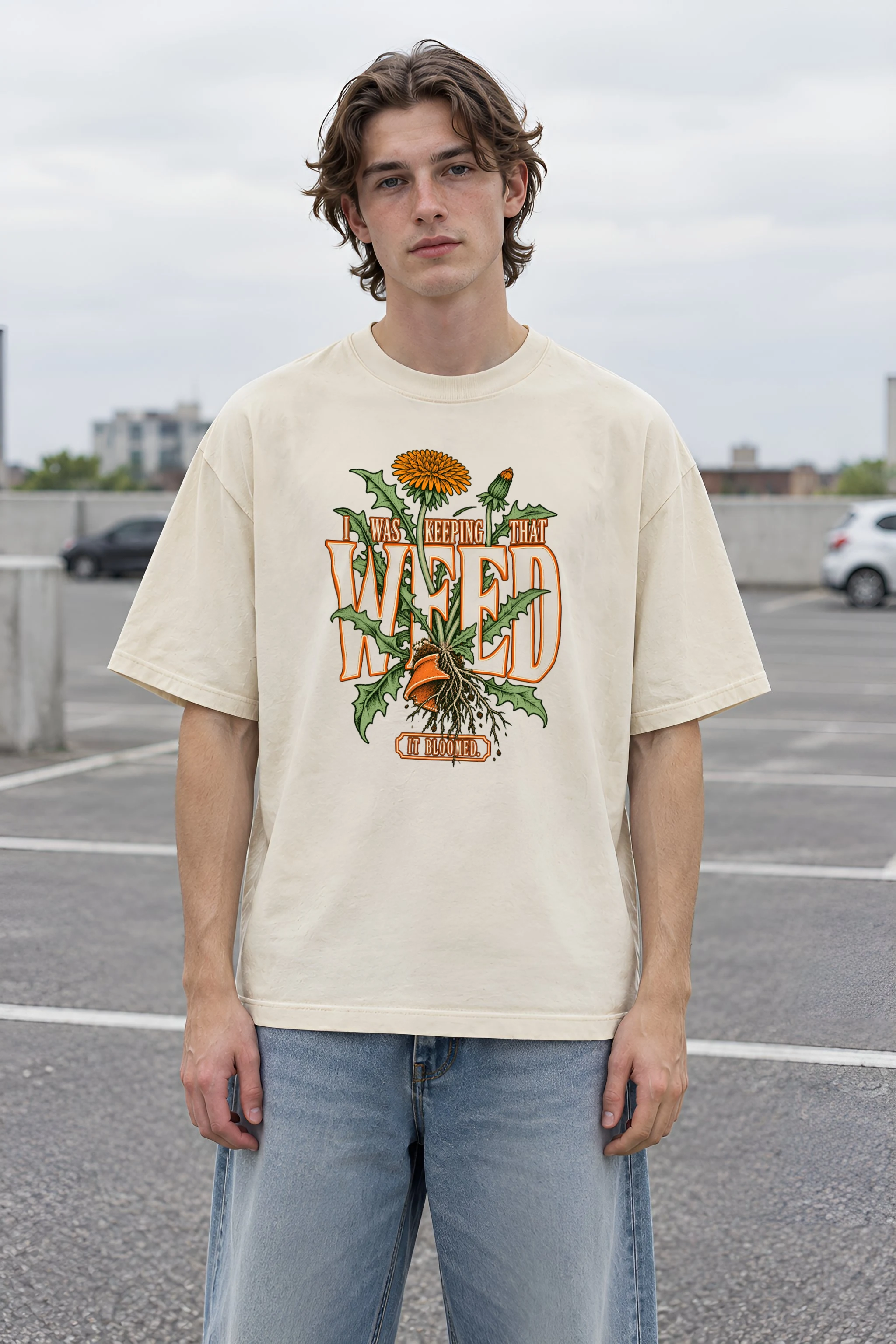 "I Was Keeping That Weed" Men's Oversized Heavyweight Crewneck T-Shirt