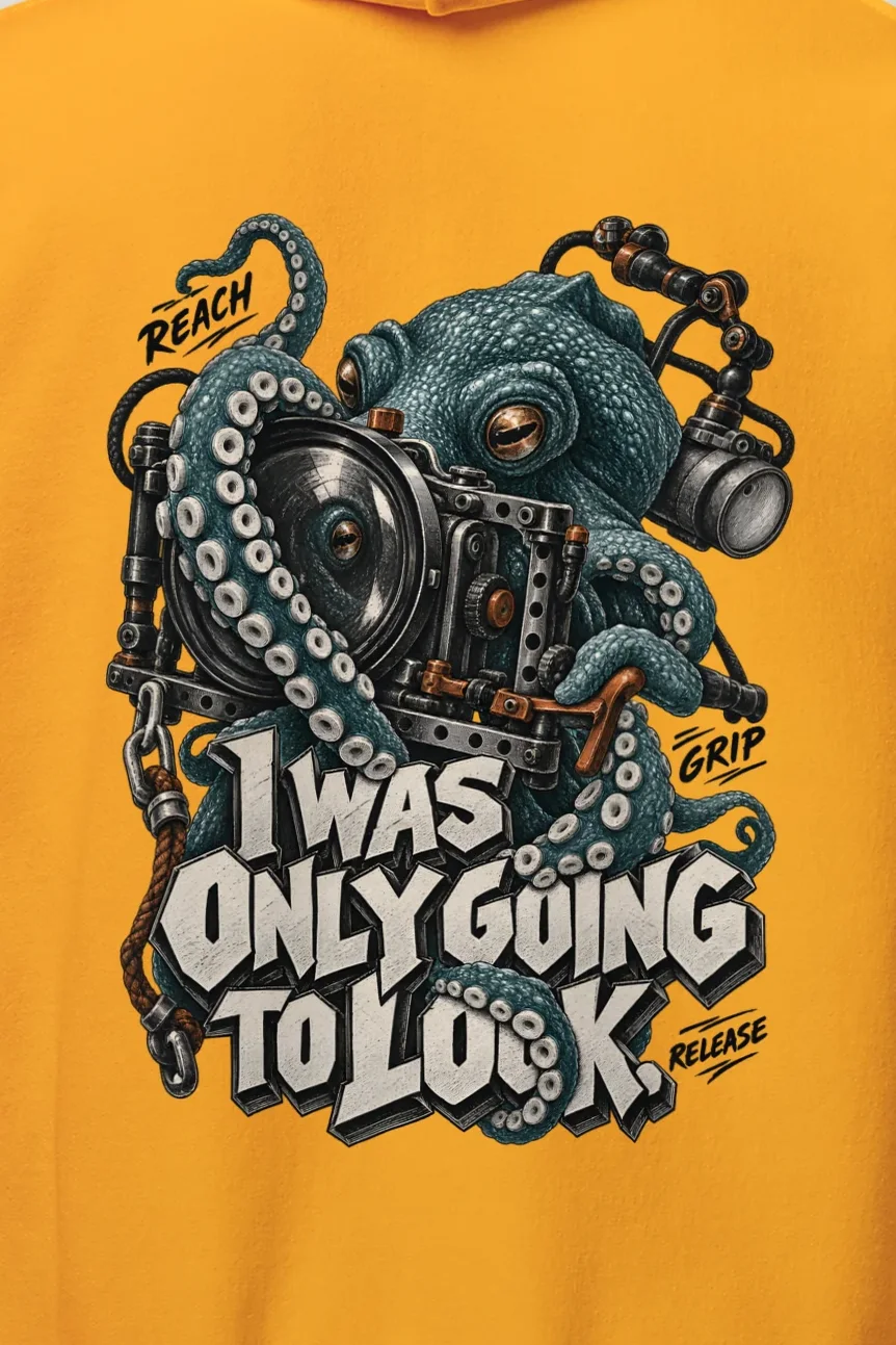 "I Was Only Going to Look" Heavy Blend Unisex Pullover Hoodie - the graphic up close