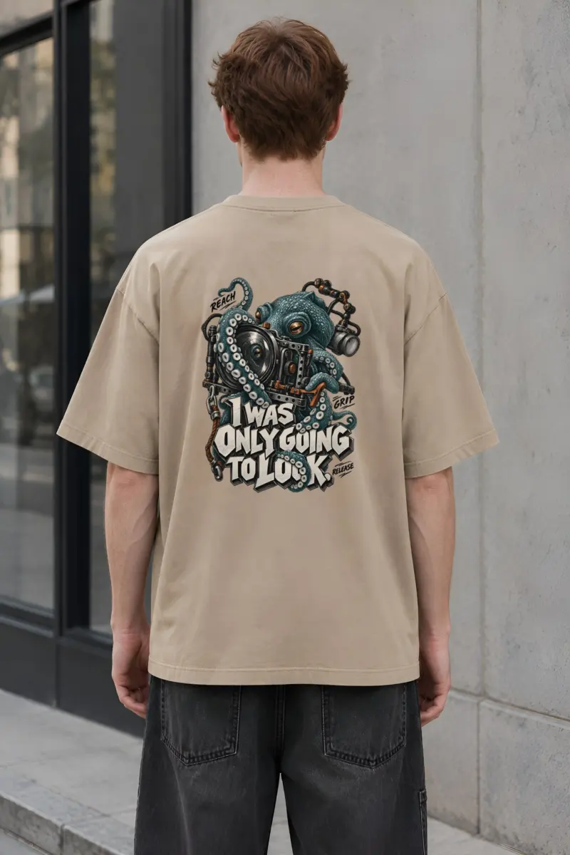 “I Was Only Going to Look” Men’s Oversized Heavyweight Crewneck T-Shirt
