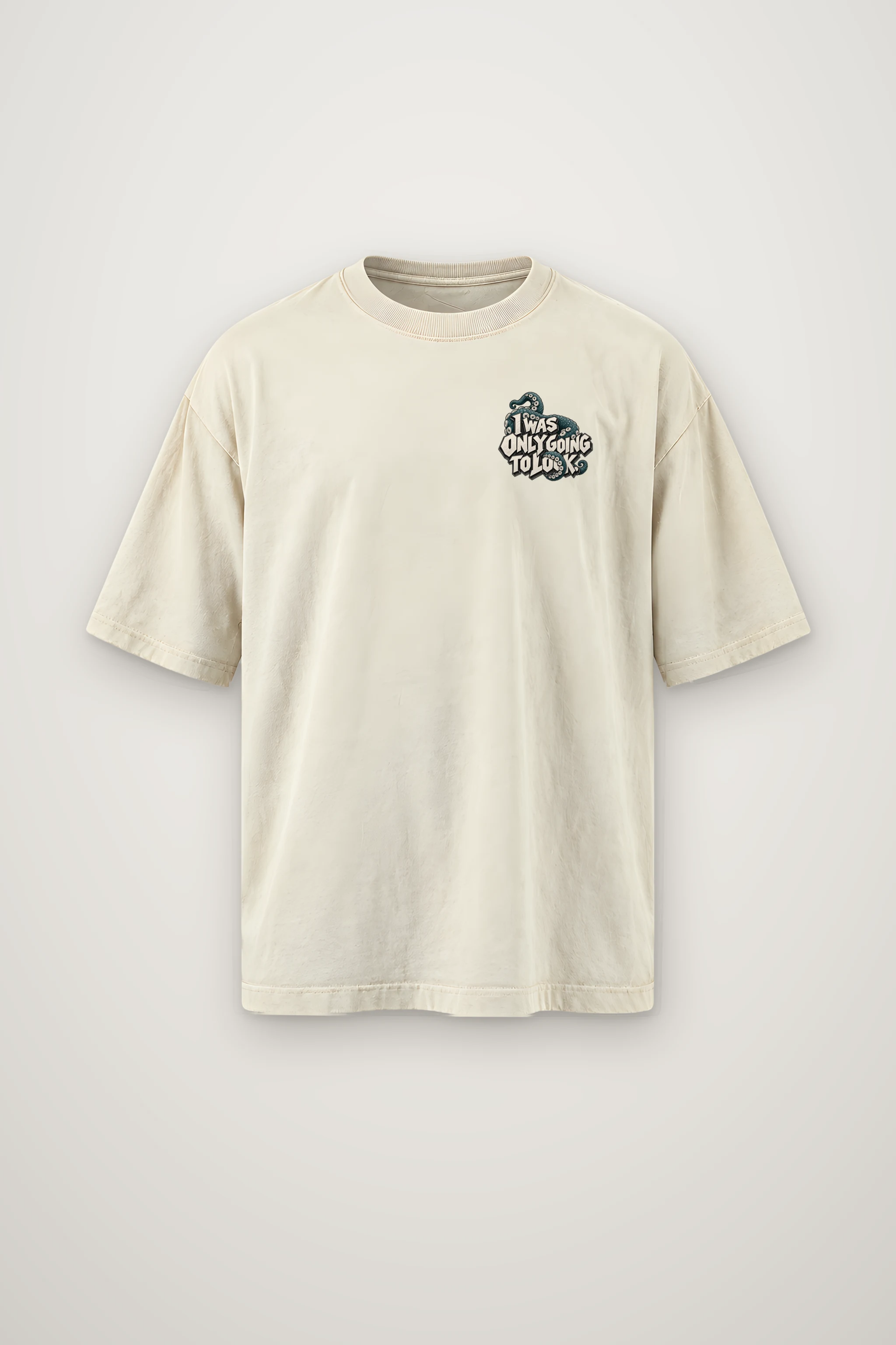 "I Was Only Going to Look" Men's Oversized Heavyweight Crewneck T-Shirt