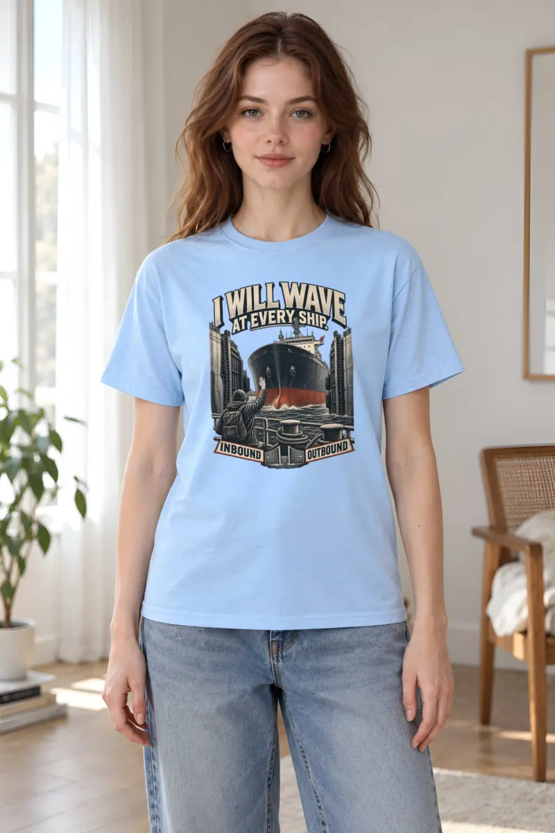 “I Will Wave at Every Ship” Heavyweight Unisex Crewneck T-shirt