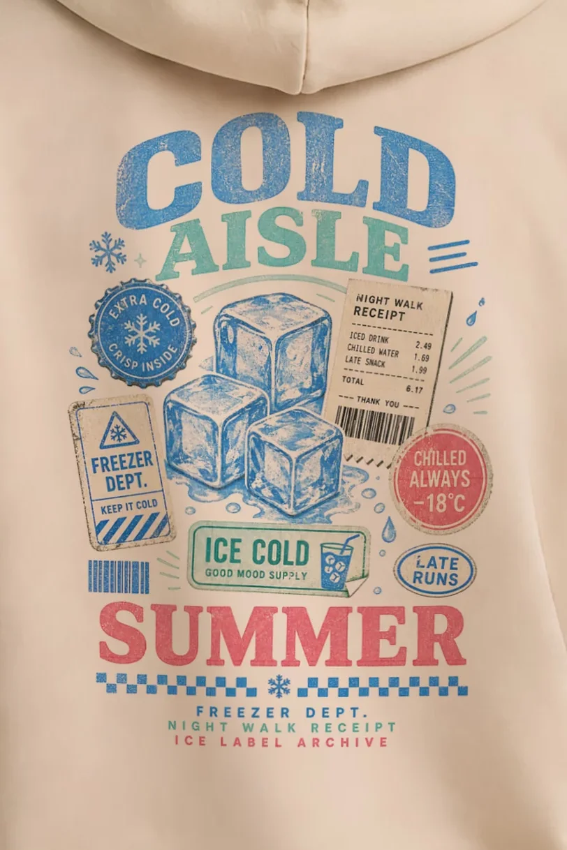 "Ice Label Crew" 1 Pullover Hoodie - the graphic up close